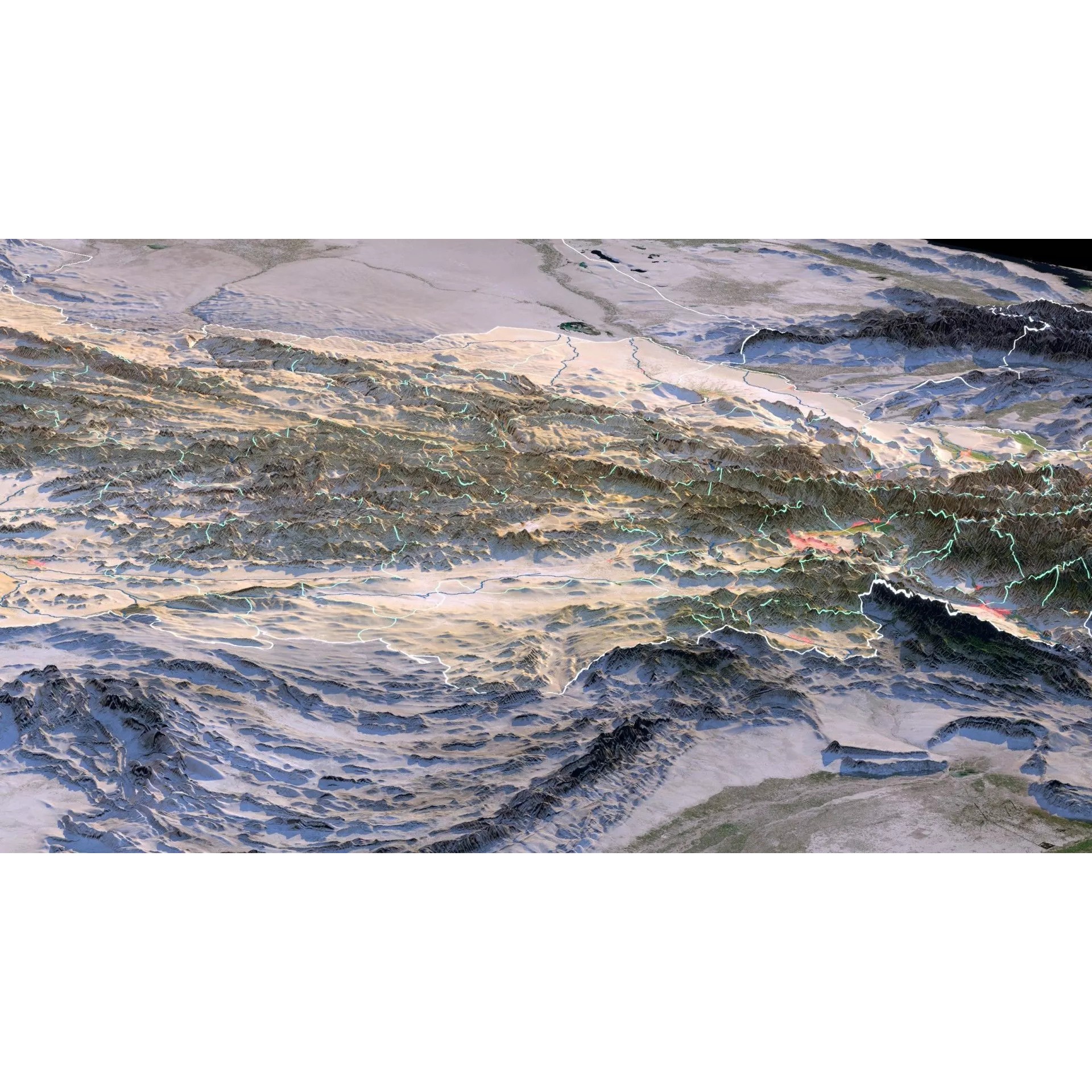 Afghanistan Map - 29K Realistic Satellite Terrain 3D Model - View 5
