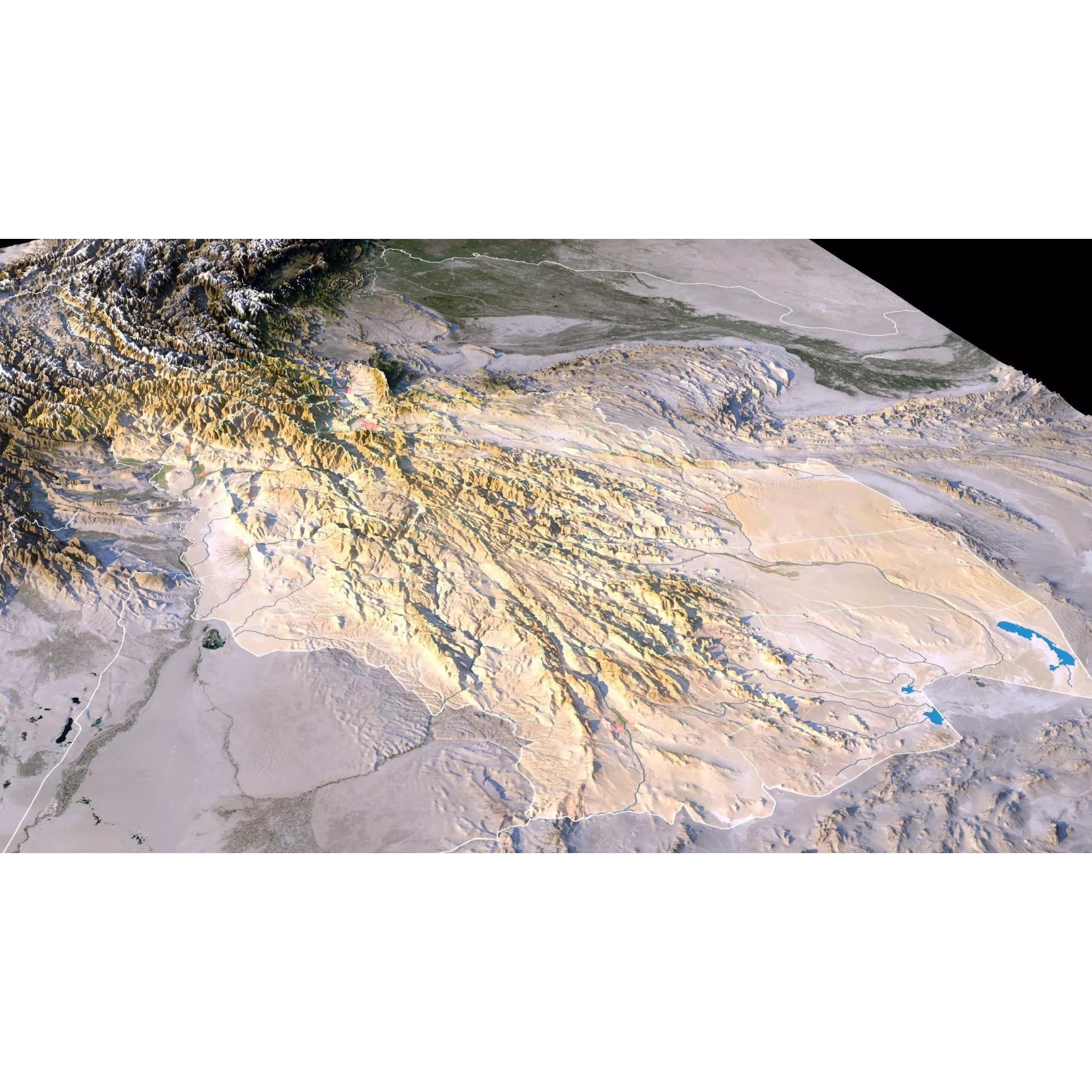 Afghanistan Map - 29K Realistic Satellite Terrain 3D Model - View 6
