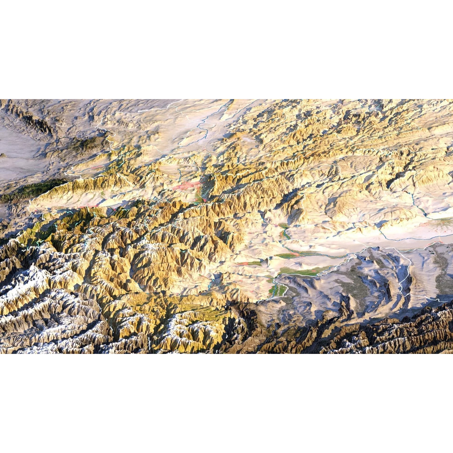 Afghanistan Map - 29K Realistic Satellite Terrain 3D Model - View 7