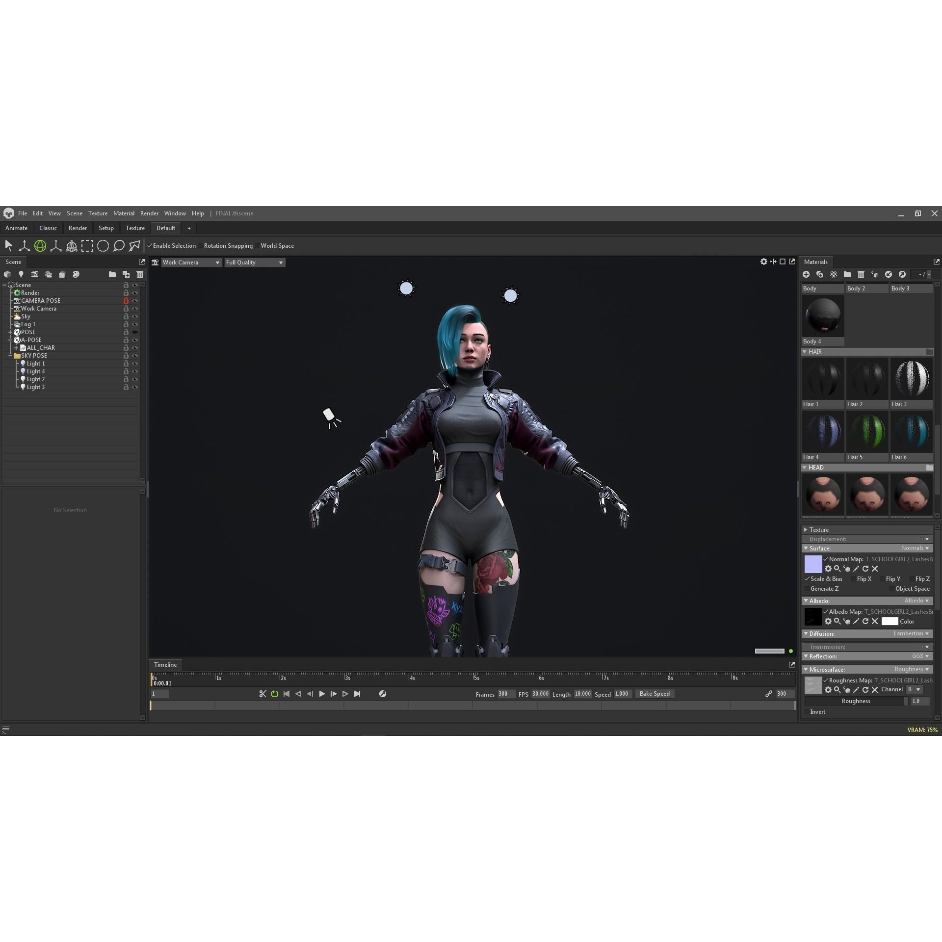 Cyberpunk Girl 4 - Low-Poly Game-Ready 3D Model - View 14