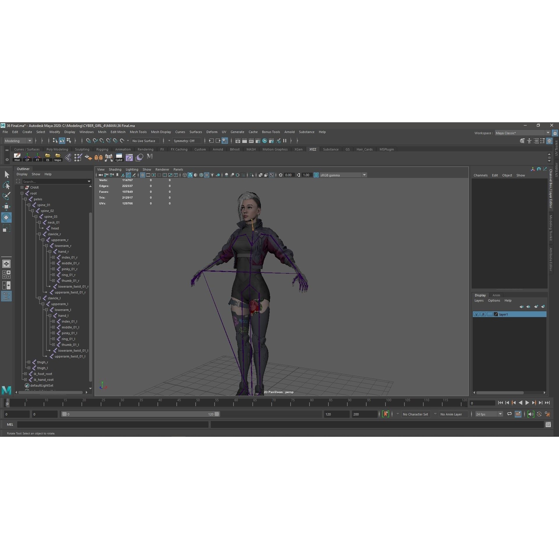 Cyberpunk Girl 4 - Low-Poly Game-Ready 3D Model - View 15