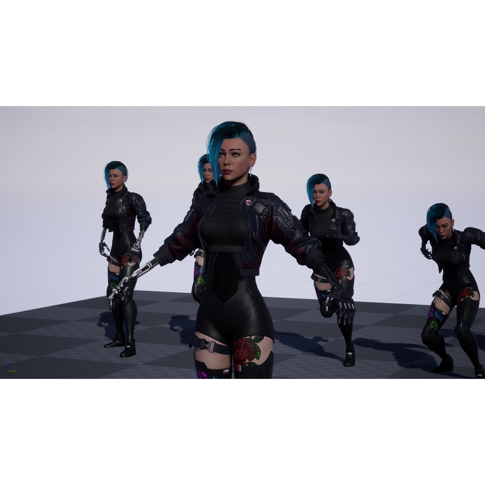 Cyberpunk Girl 4 - Low-Poly Game-Ready 3D Model - View 17