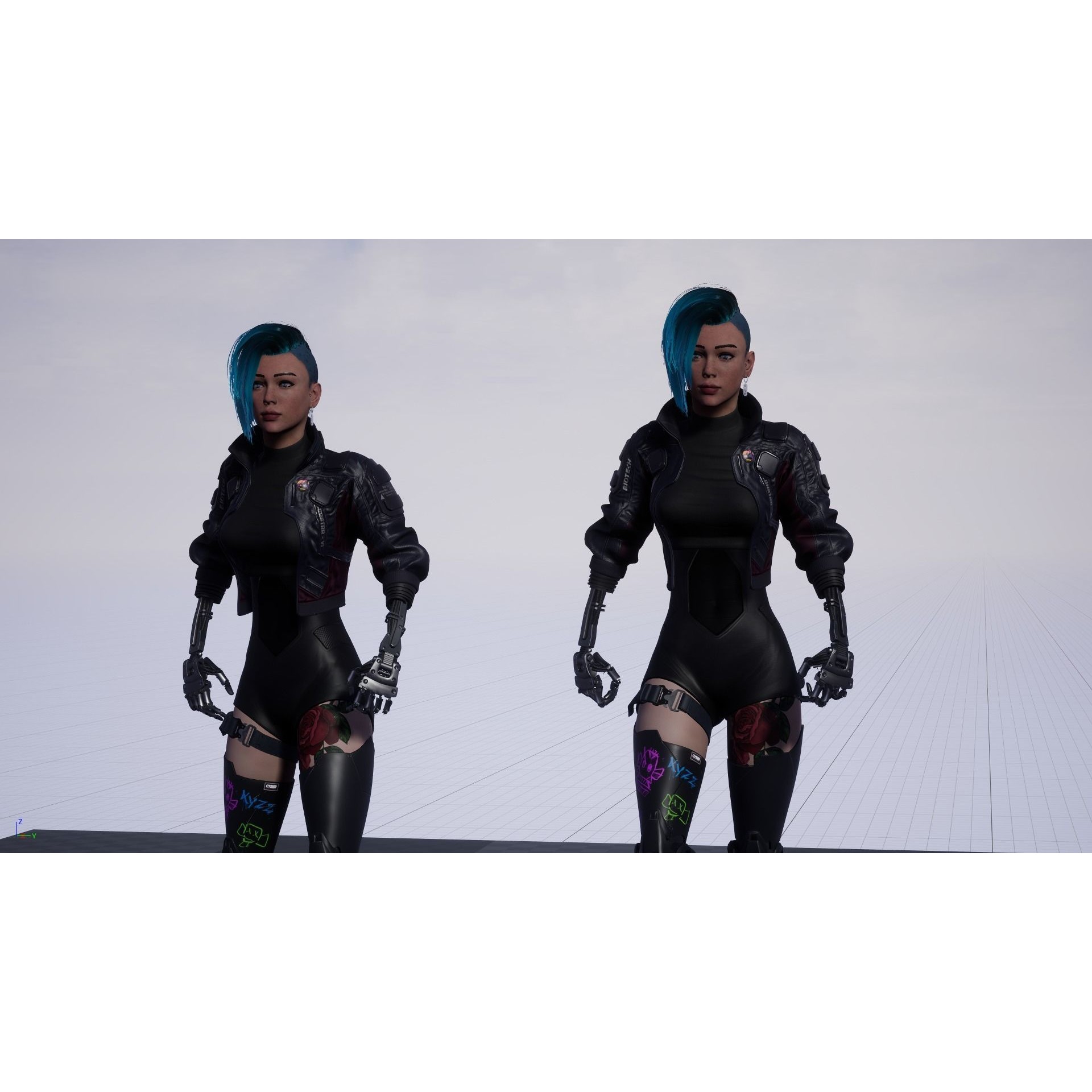 Cyberpunk Girl 4 - Low-Poly Game-Ready 3D Model - View 18