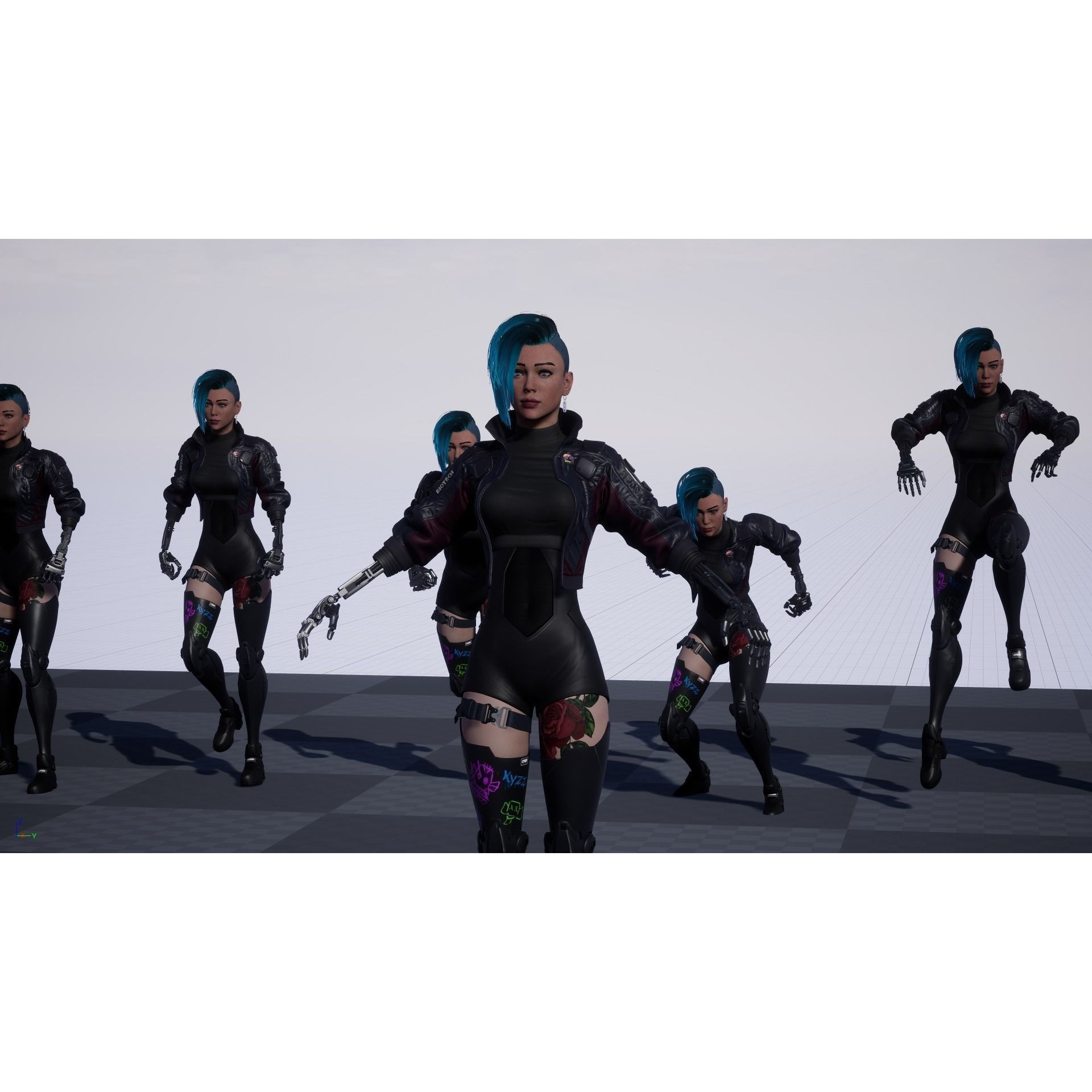 Cyberpunk Girl 4 - Low-Poly Game-Ready 3D Model - View 19