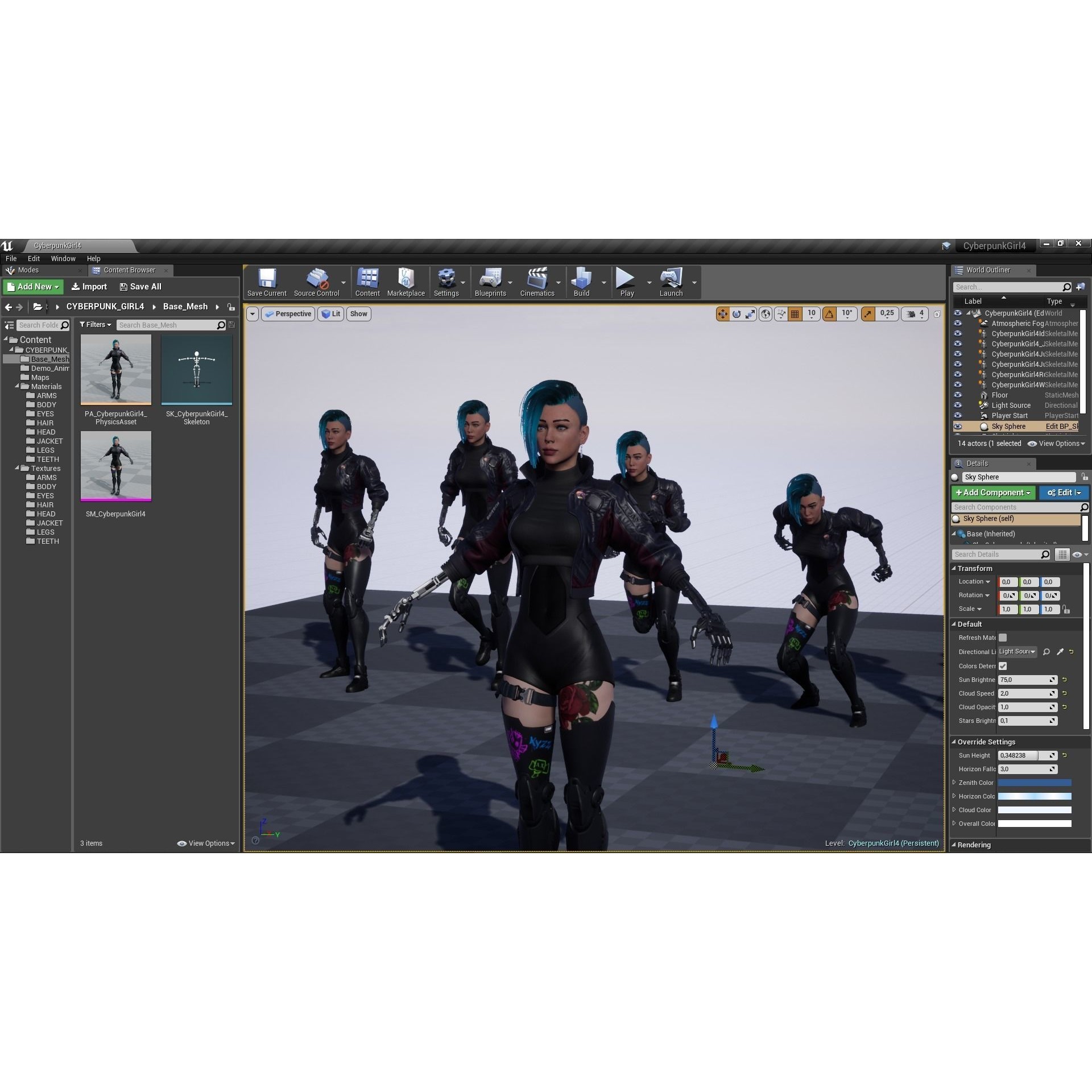 Cyberpunk Girl 4 - Low-Poly Game-Ready 3D Model - View 20
