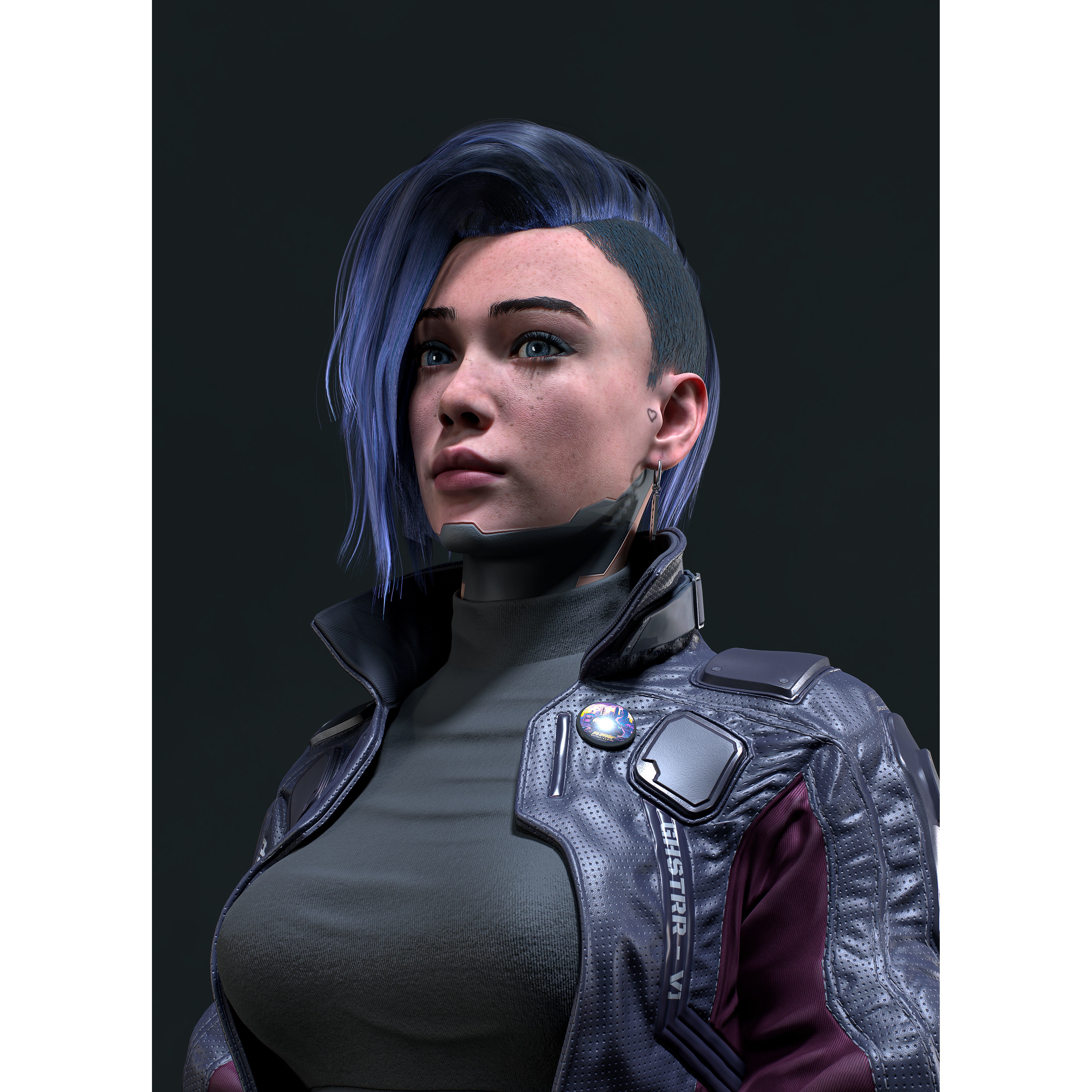 Cyberpunk Girl 4 - Low-Poly Game-Ready 3D Model - View 4