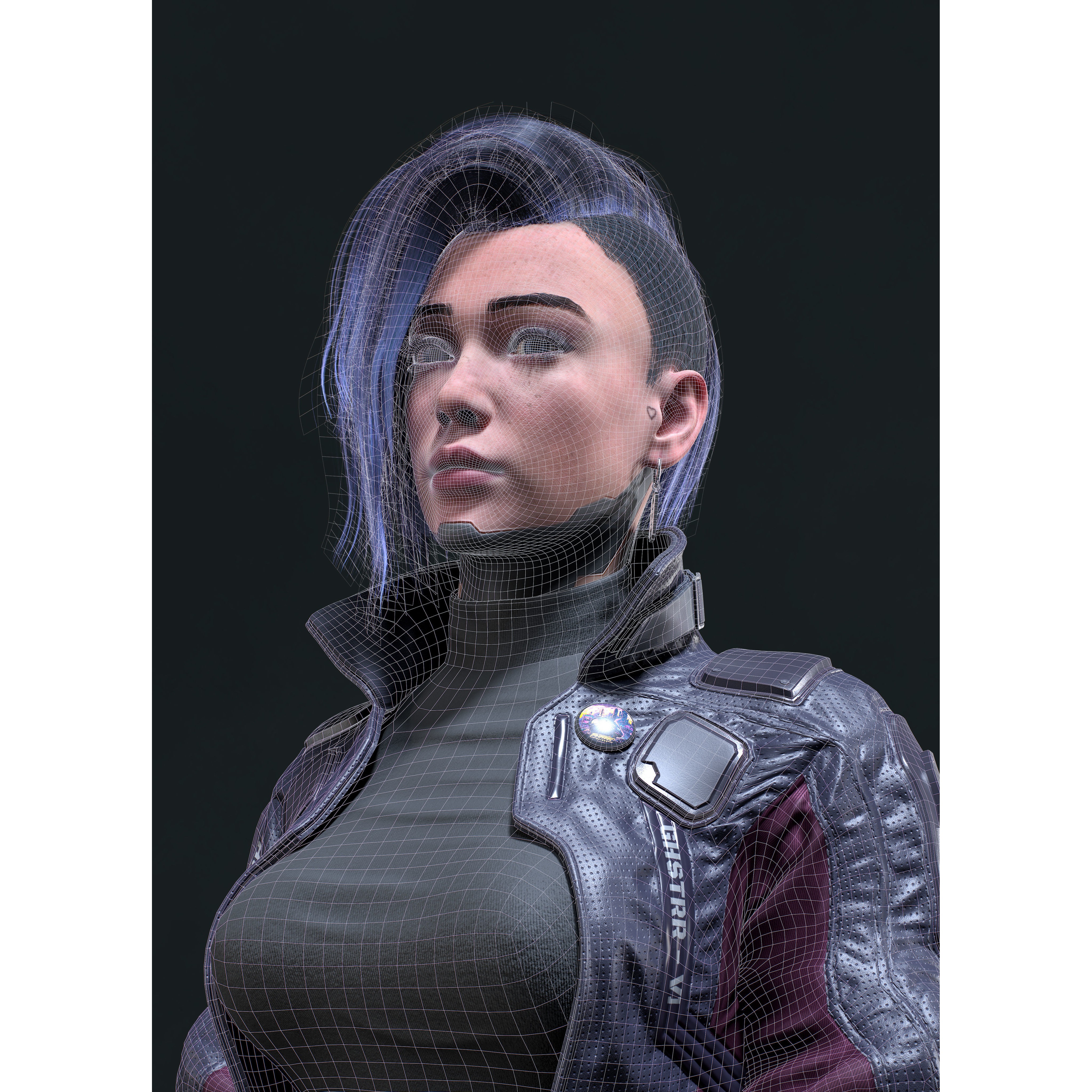 Cyberpunk Girl 4 - Low-Poly Game-Ready 3D Model - View 5