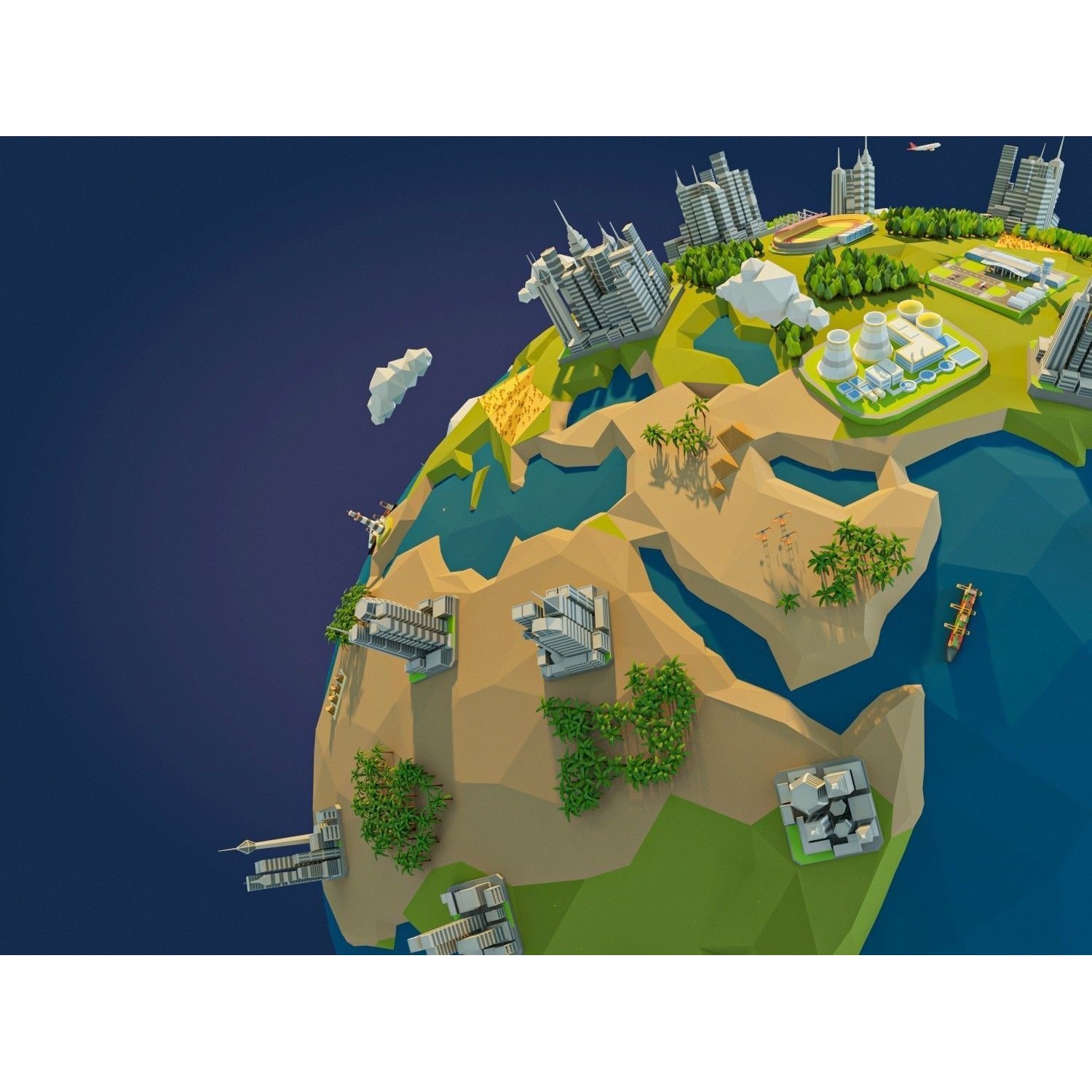 Low Poly Earth - Low-Poly Game-Ready 3D Model - View 10