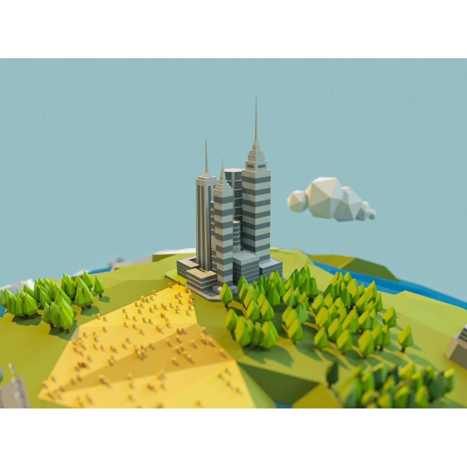 Low Poly Earth - Low-Poly Game-Ready 3D Model - View 16