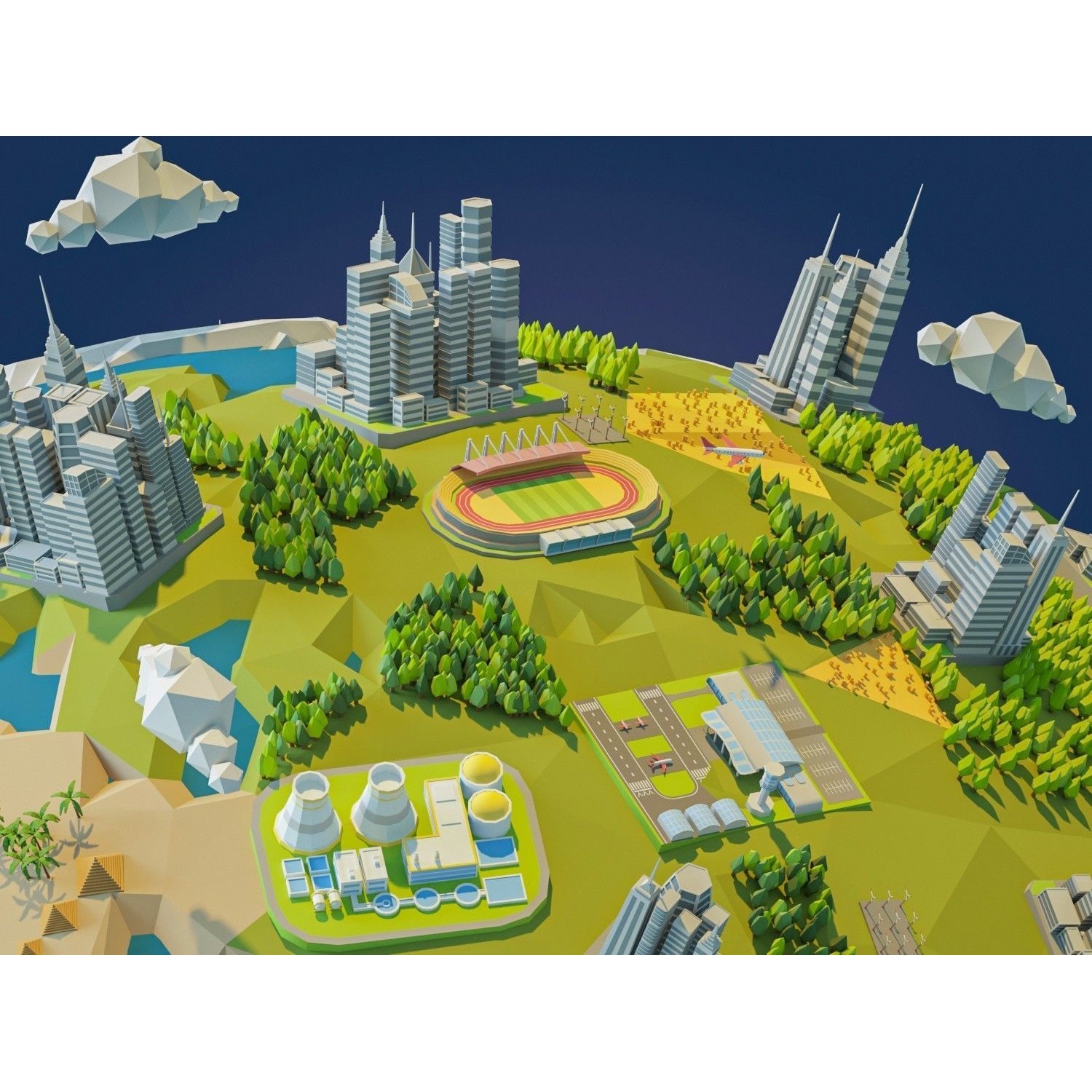 Low Poly Earth - Low-Poly Game-Ready 3D Model - View 5