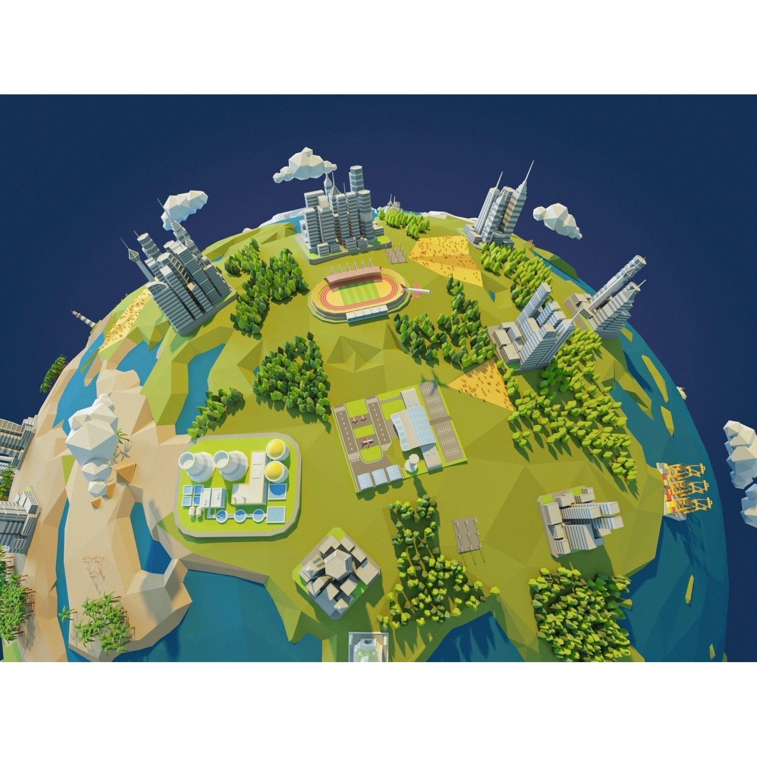 Low Poly Earth - Low-Poly Game-Ready 3D Model - View 6