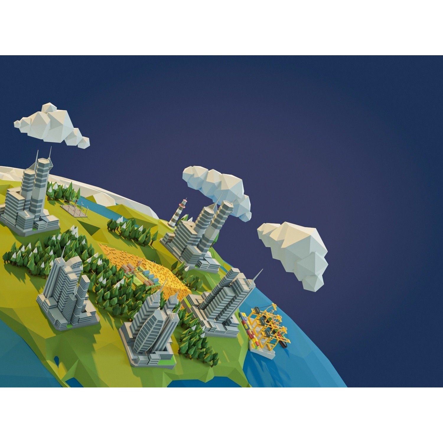 Low Poly Earth - Low-Poly Game-Ready 3D Model - View 7