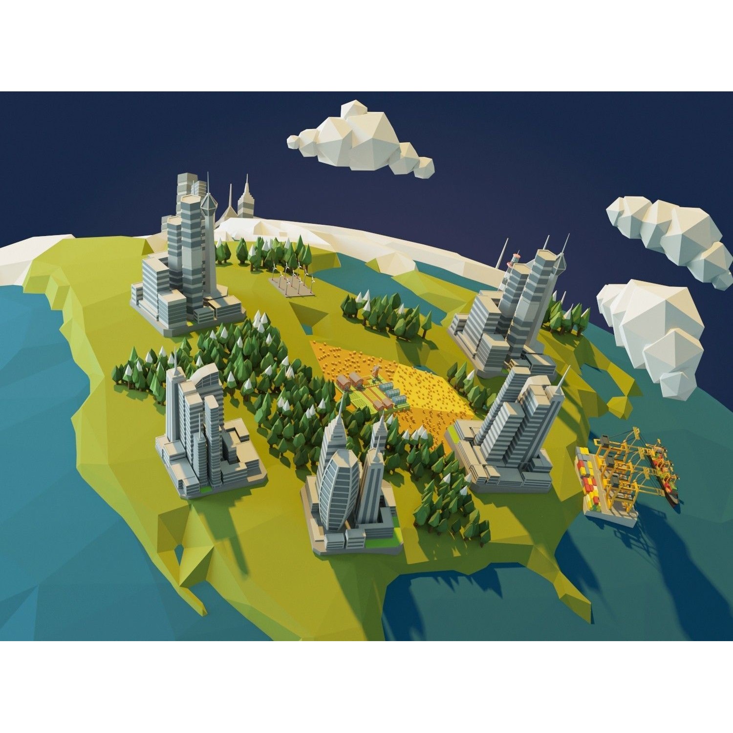 Low Poly Earth - Low-Poly Game-Ready 3D Model - View 9