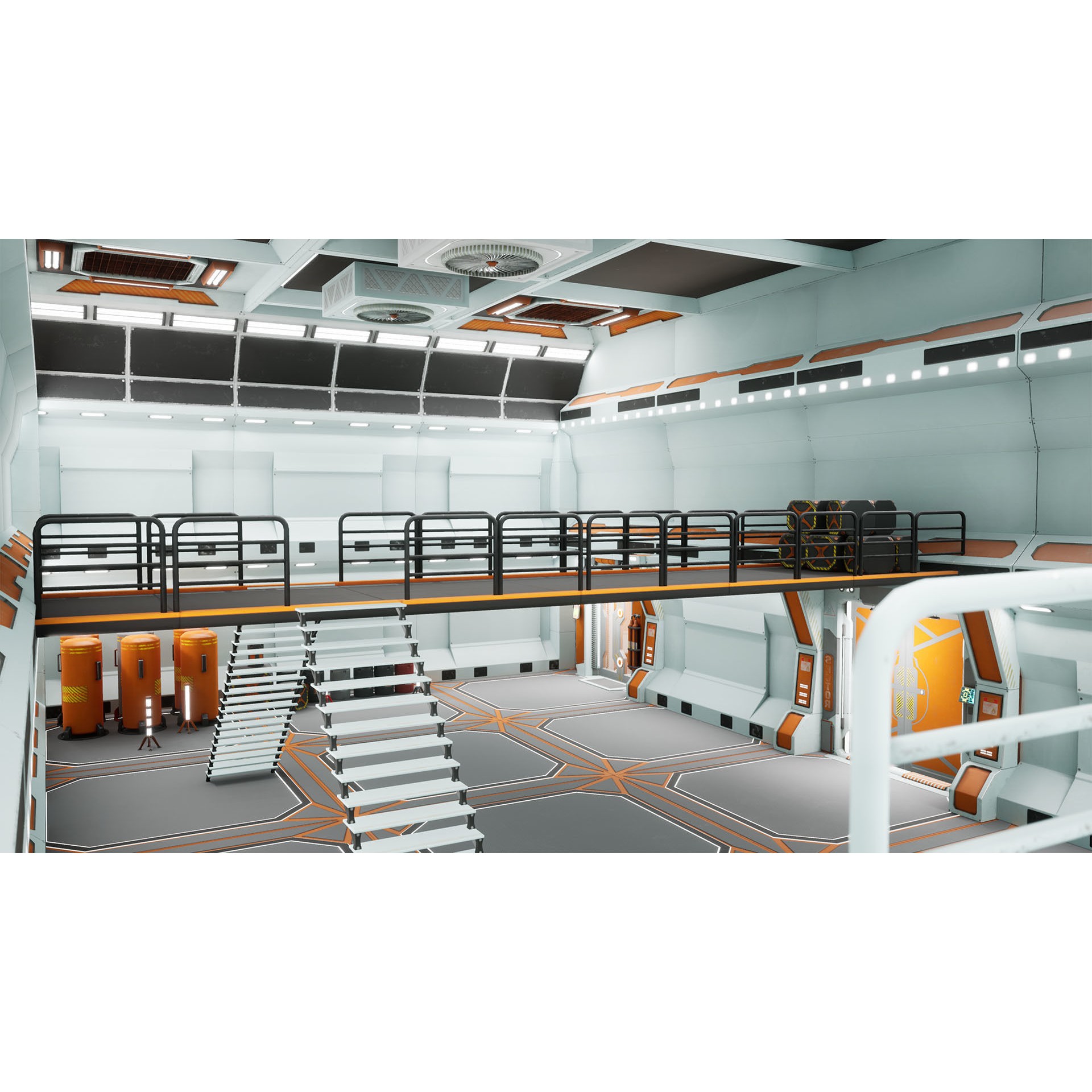 SciFi Modular Level - Low-Poly Game-Ready 3D Model - View 11
