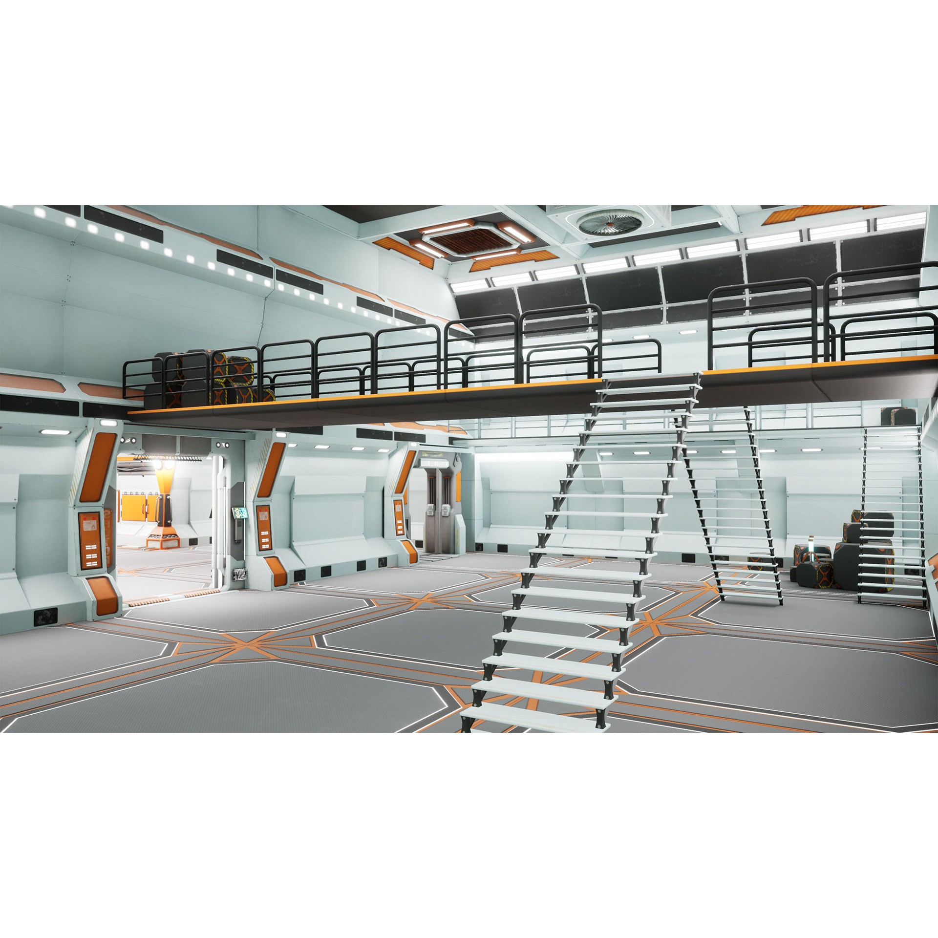 SciFi Modular Level - Low-Poly Game-Ready 3D Model - View 5