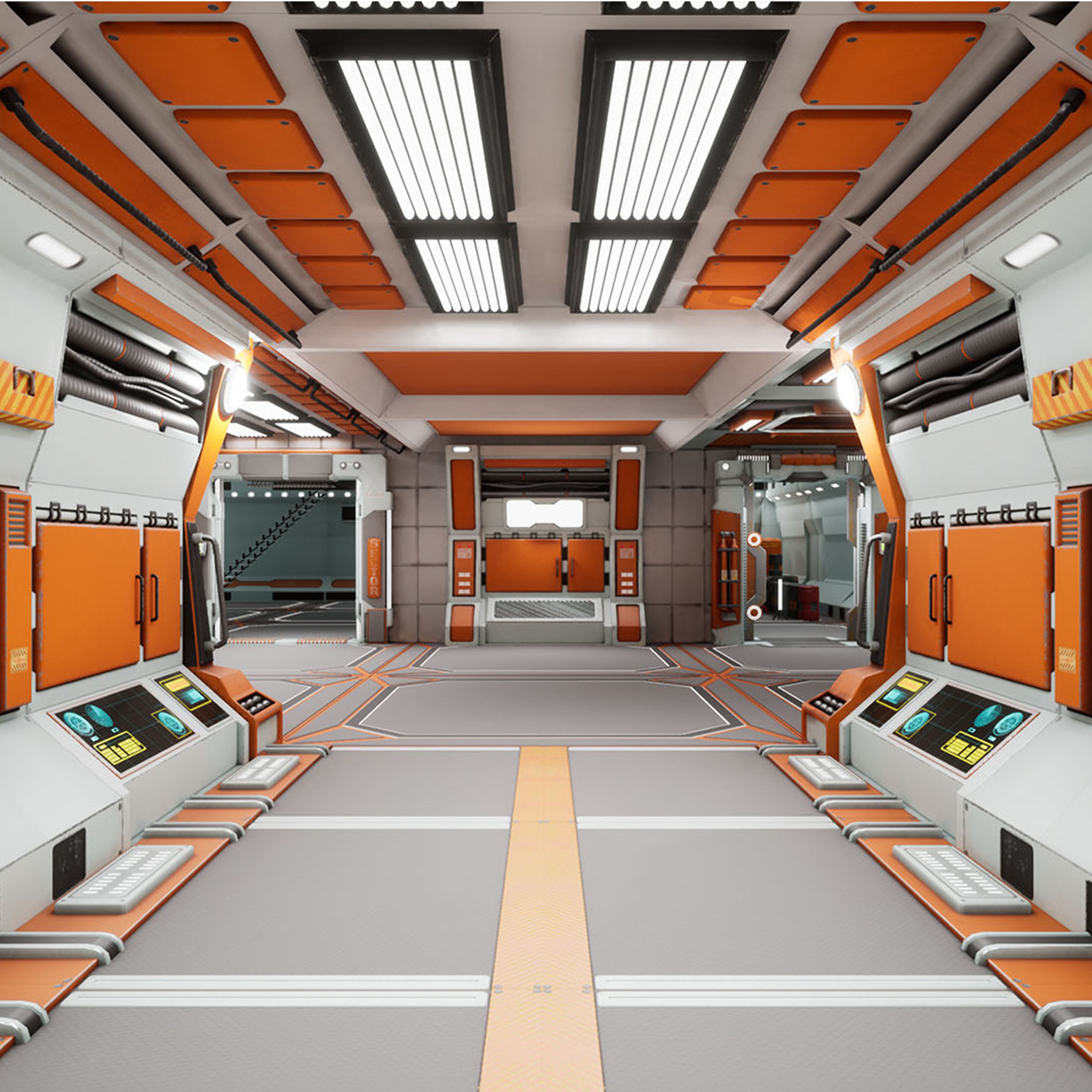 SciFi Modular Level - Low-Poly Game-Ready 3D Model - View 6
