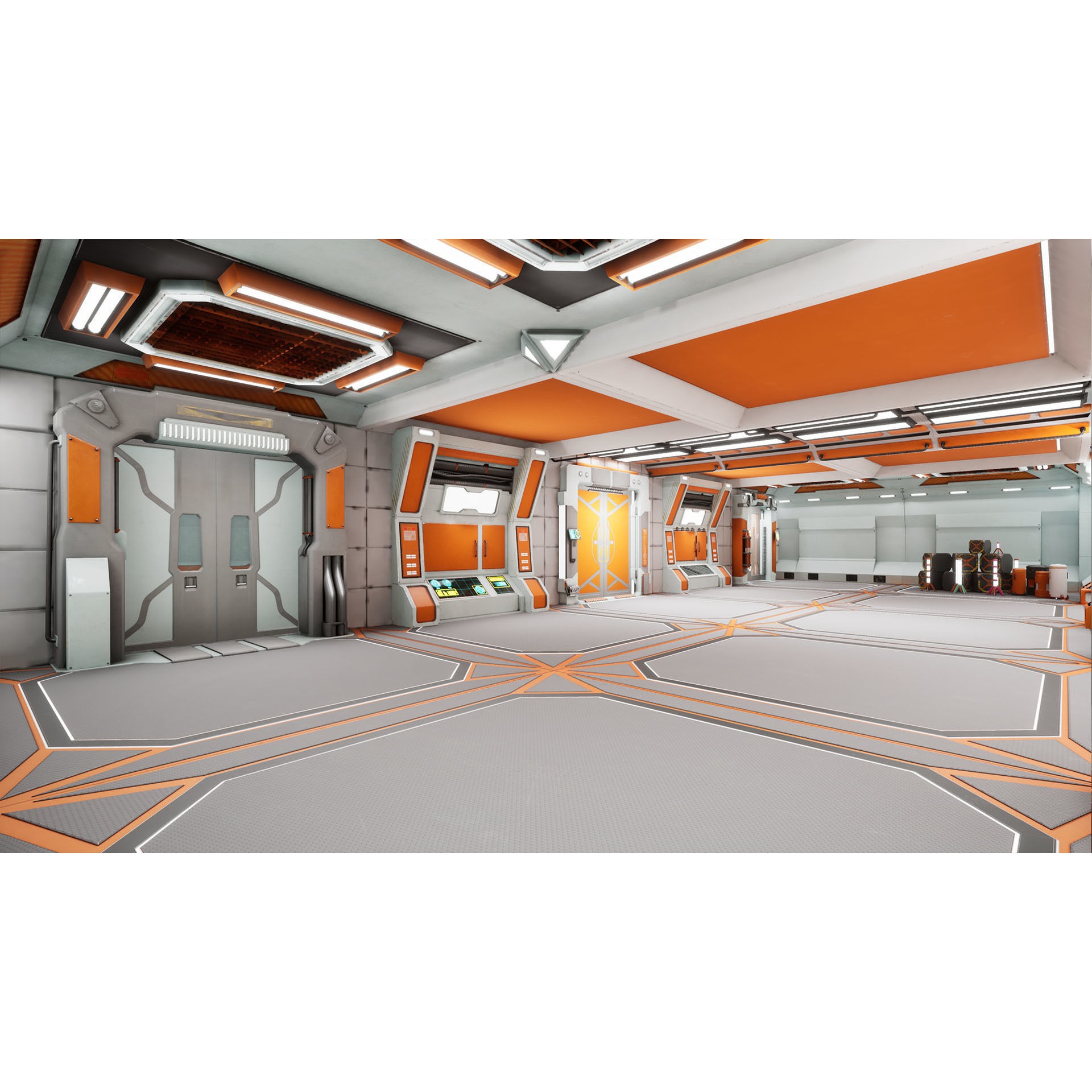 SciFi Modular Level - Low-Poly Game-Ready 3D Model - View 9
