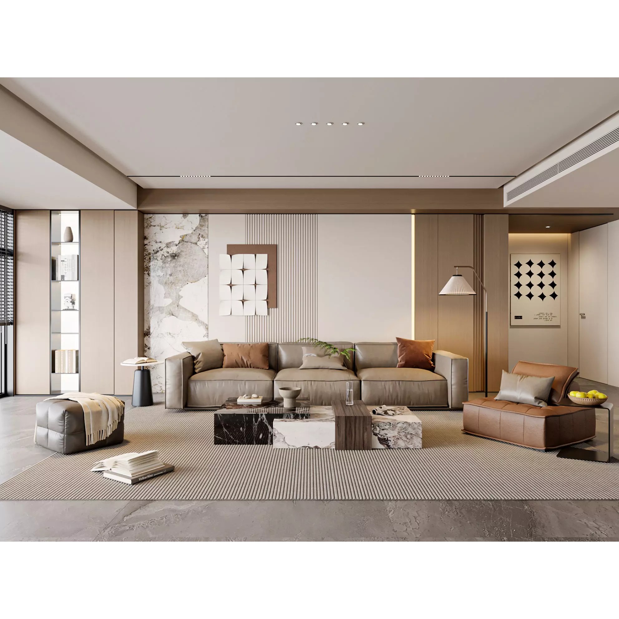 Modern Neutral Living Space - Game-Ready 3D Model - View 2