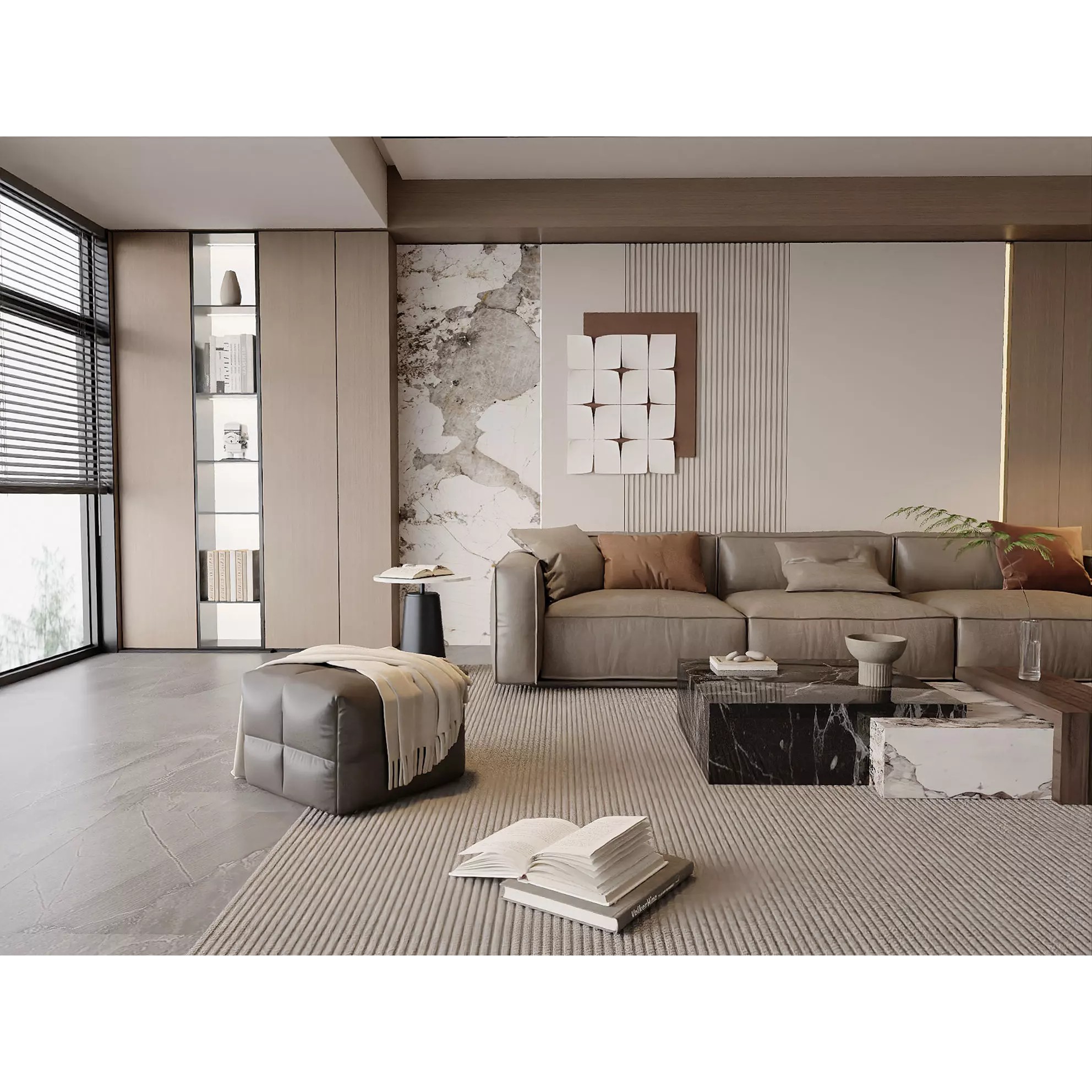 Modern Neutral Living Space - Game-Ready 3D Model - View 5