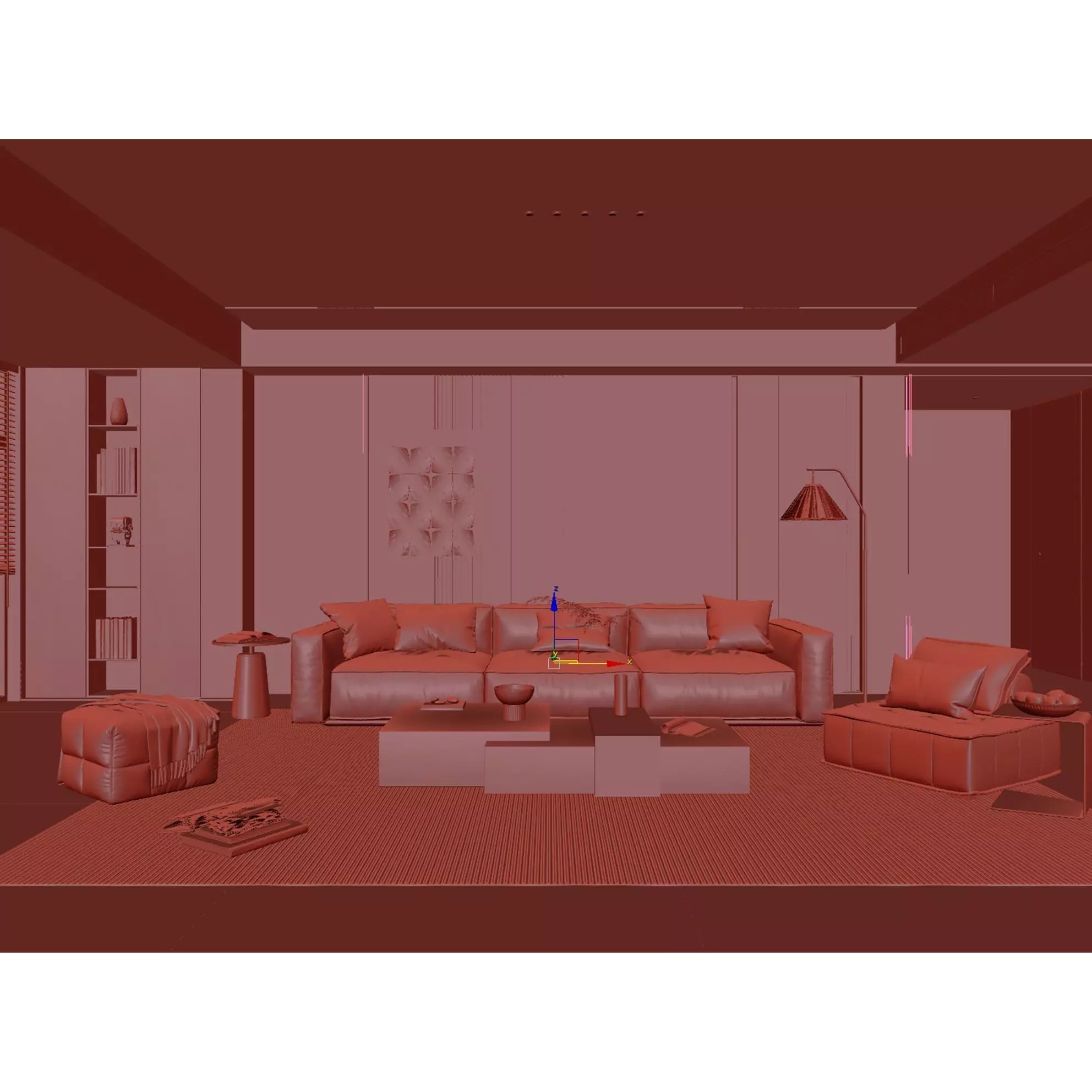 Modern Neutral Living Space - Game-Ready 3D Model - View 8