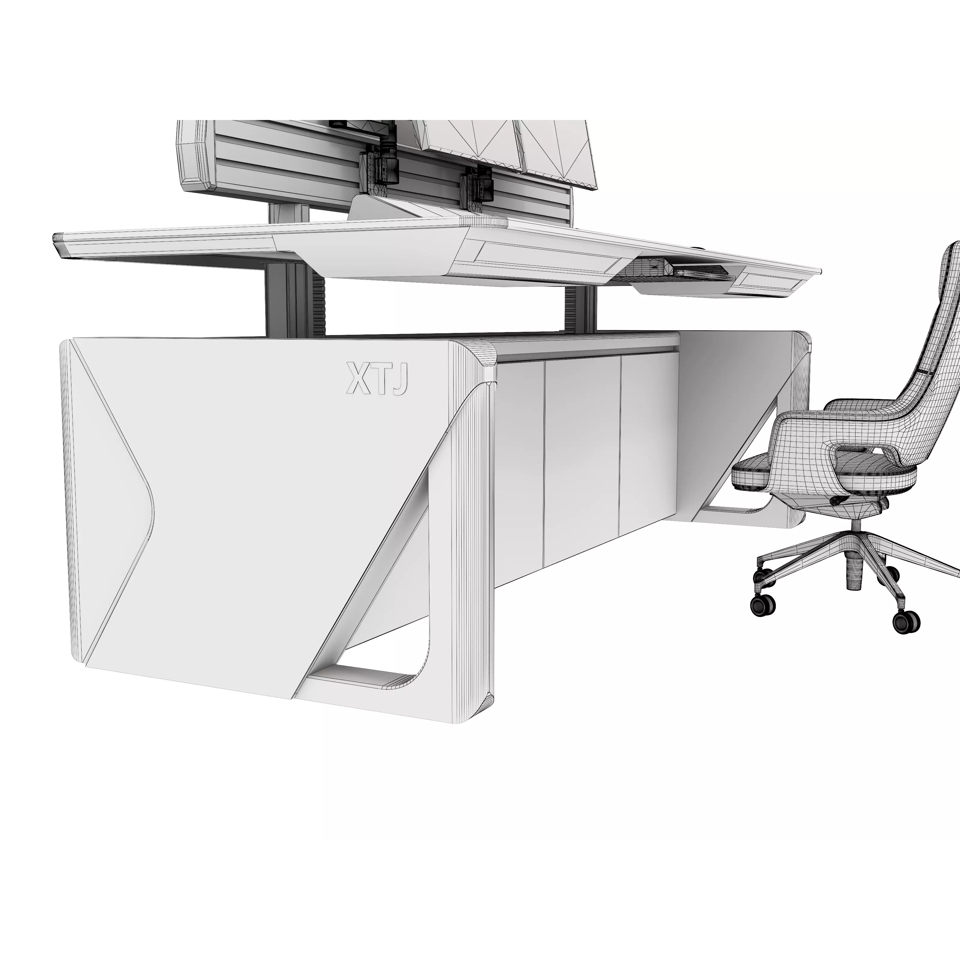 Control Room Desk - Low-Poly Game-Ready 3D Model