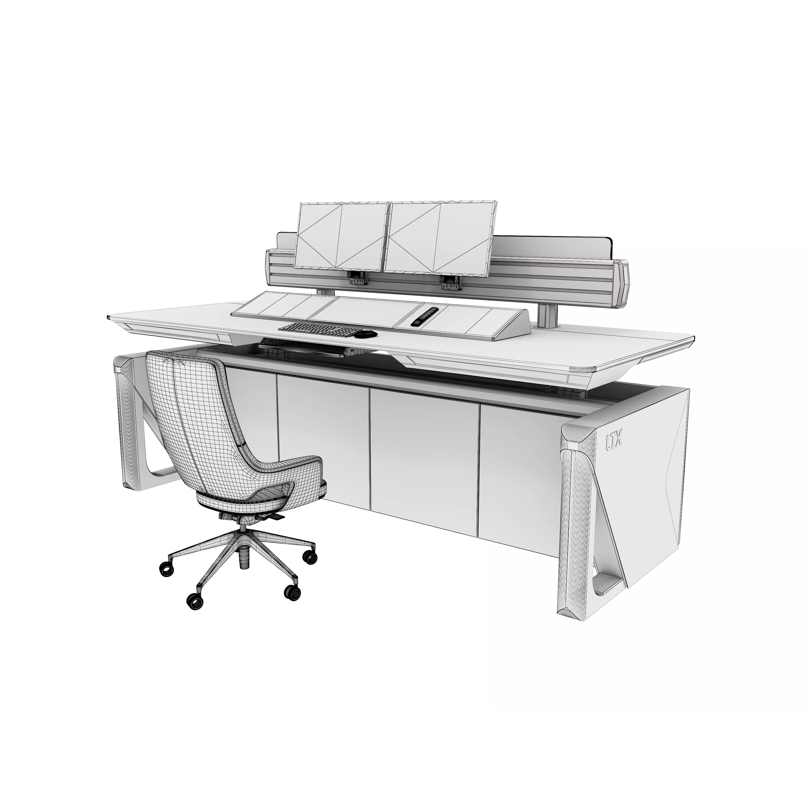 Control Room Desk - Low-Poly Game-Ready 3D Model - View 11