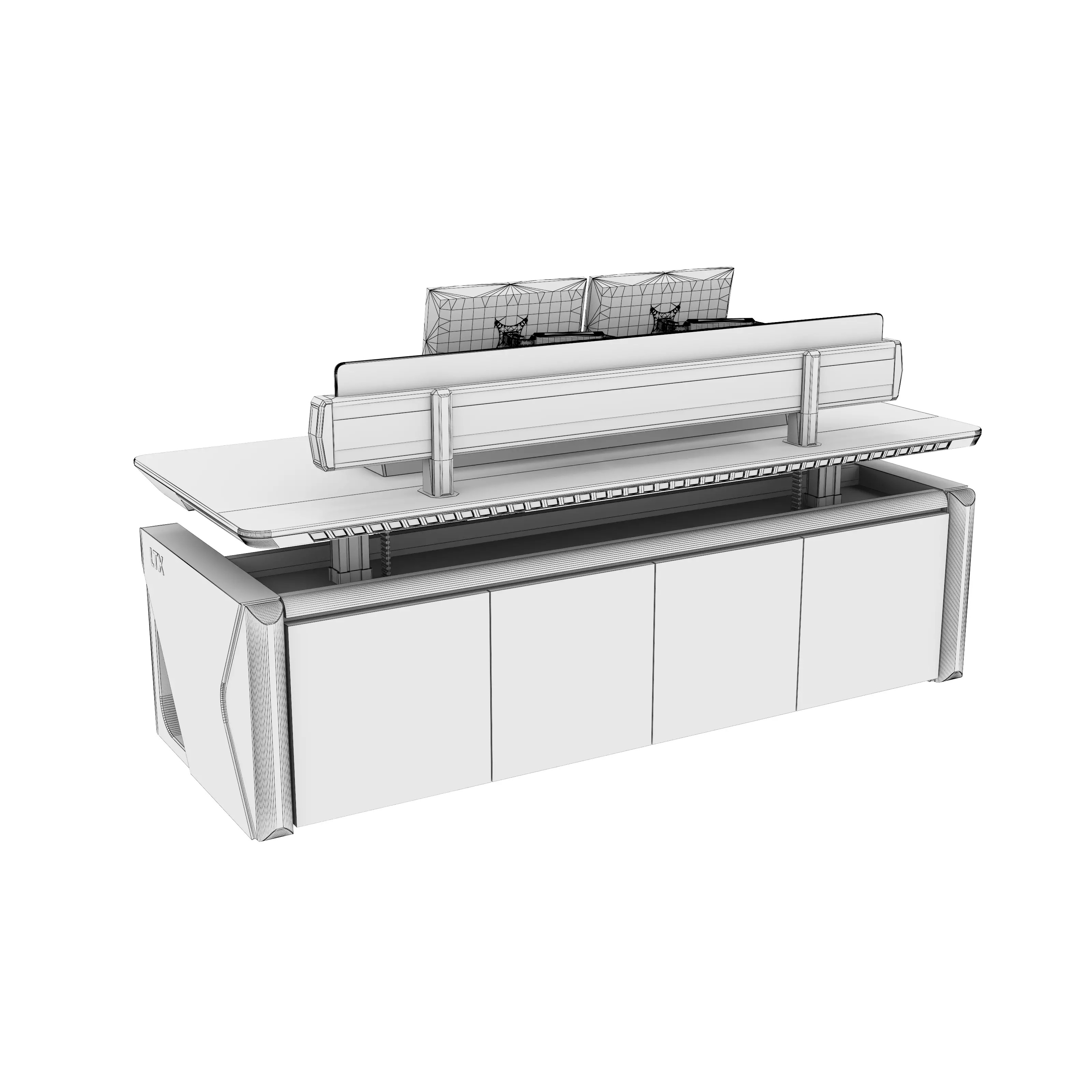 Control Room Desk - Low-Poly Game-Ready 3D Model - View 12