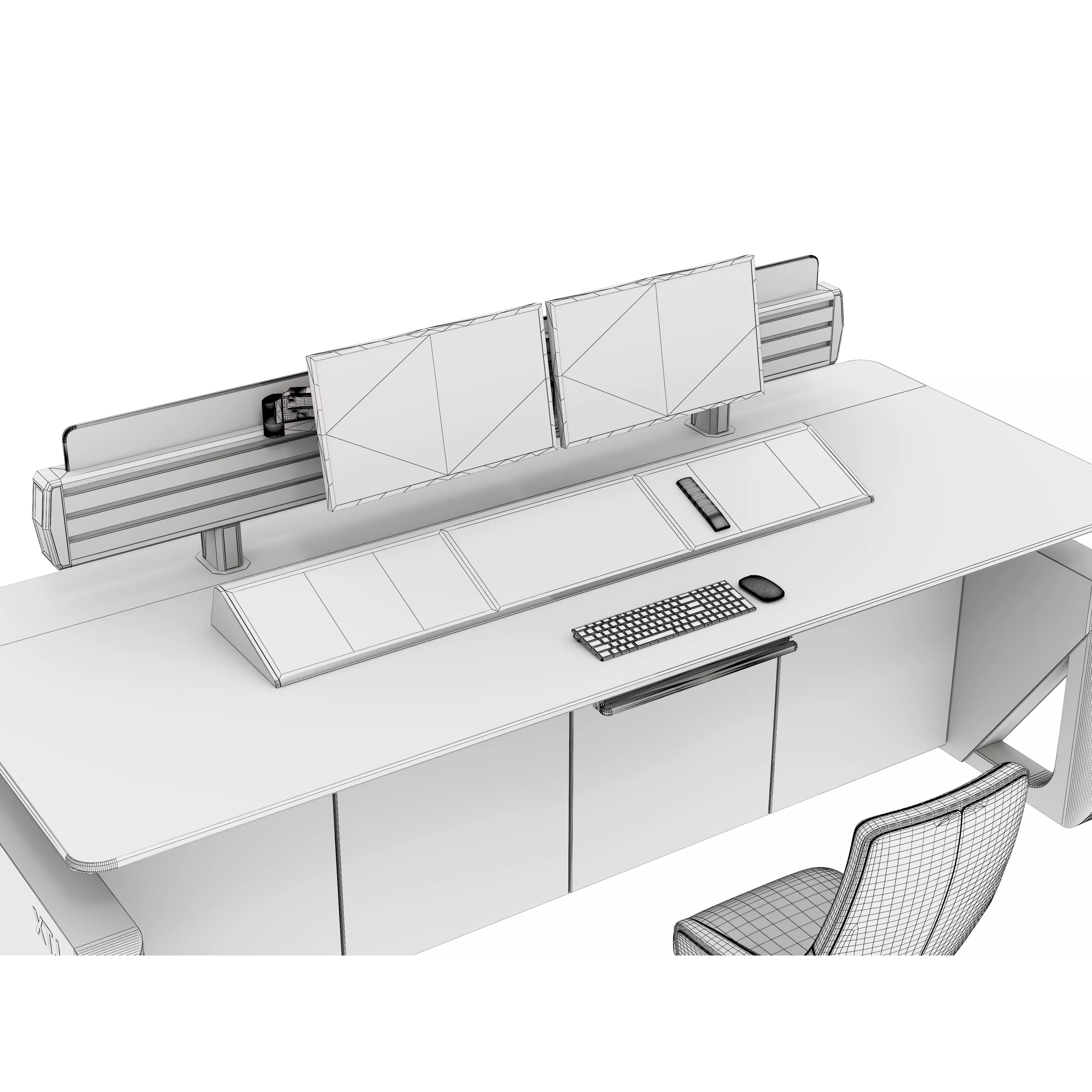 Control Room Desk - Low-Poly Game-Ready 3D Model - View 13