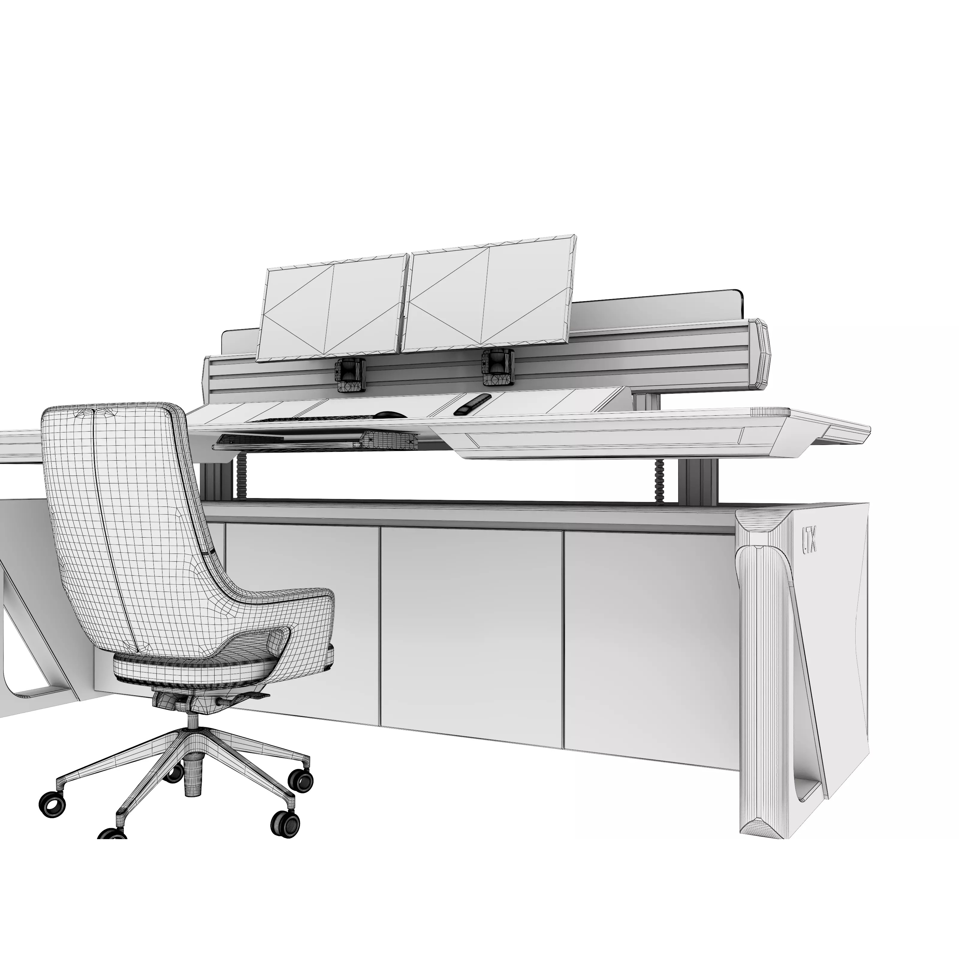 Control Room Desk - Low-Poly Game-Ready 3D Model - View 14