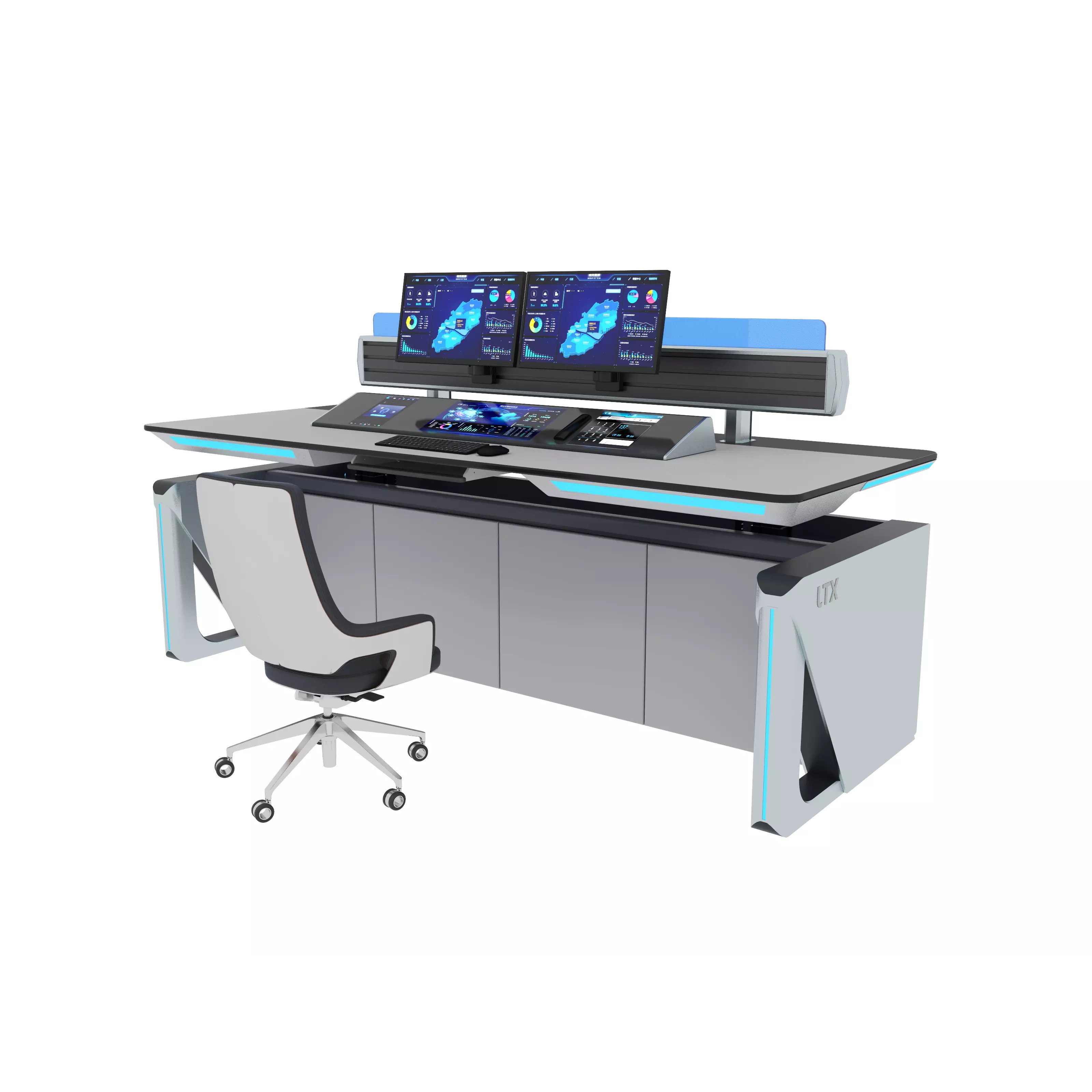 Control Room Desk - Low-Poly Game-Ready 3D Model - View 4
