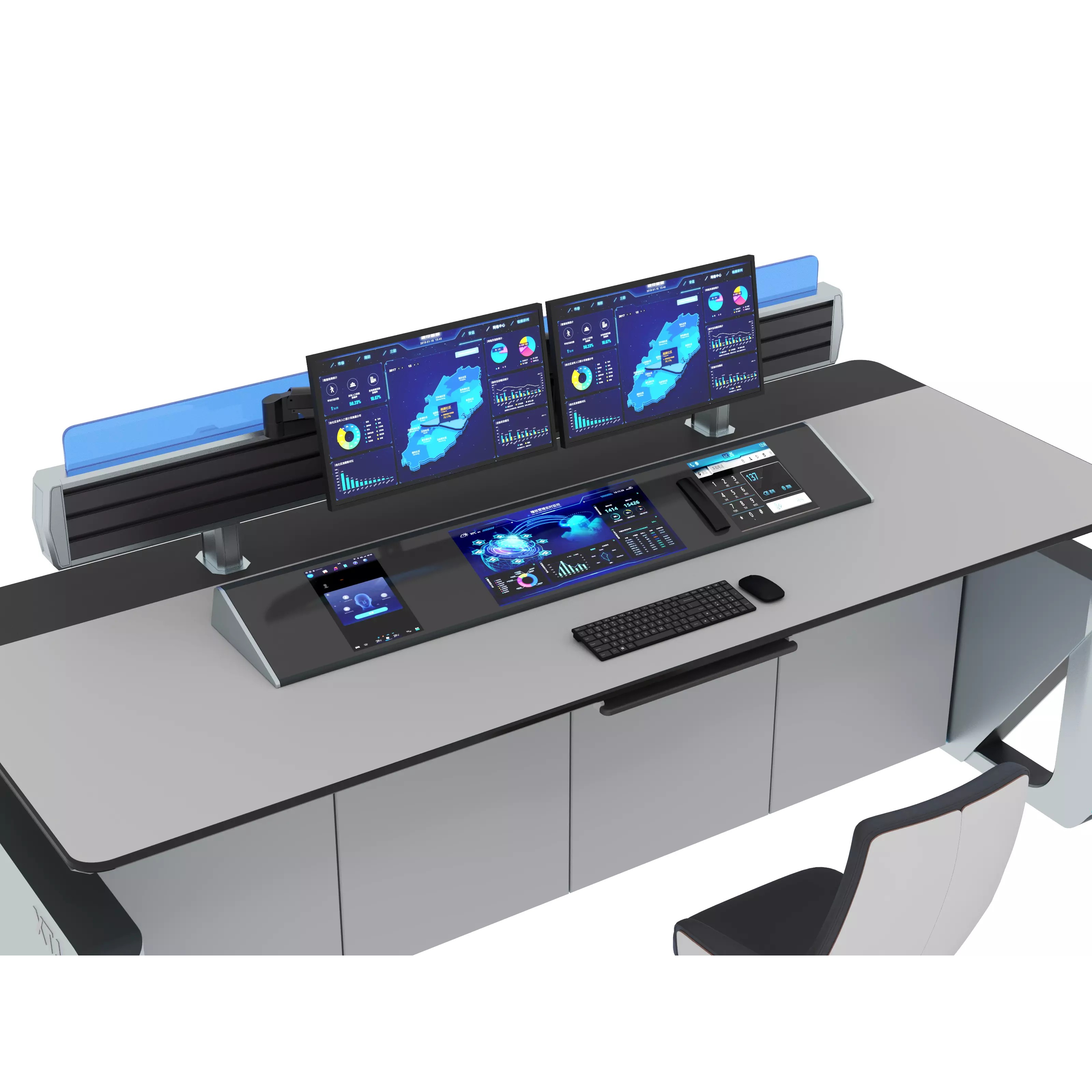 Control Room Desk - Low-Poly Game-Ready 3D Model - View 6