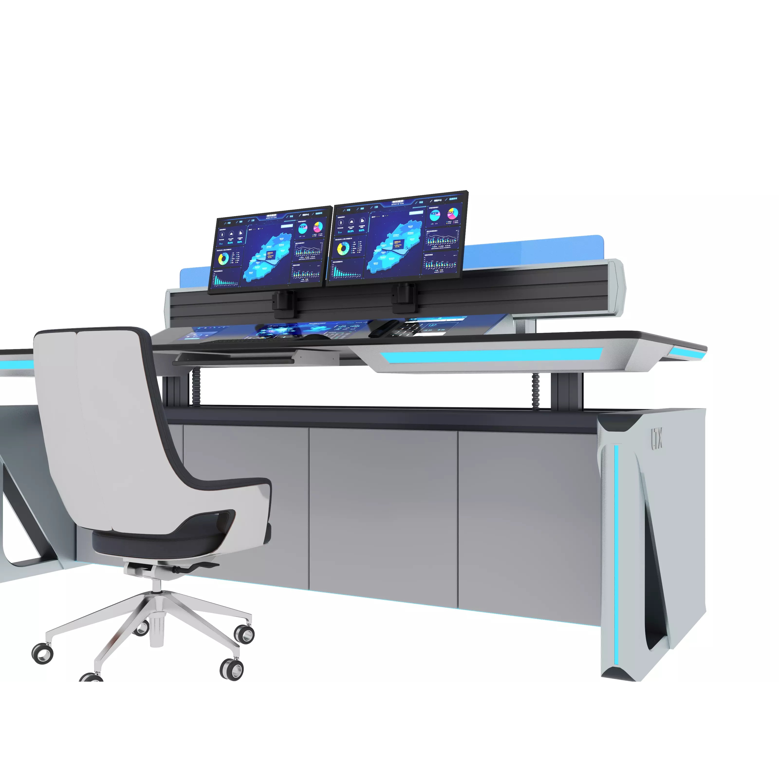 Control Room Desk - Low-Poly Game-Ready 3D Model - View 7