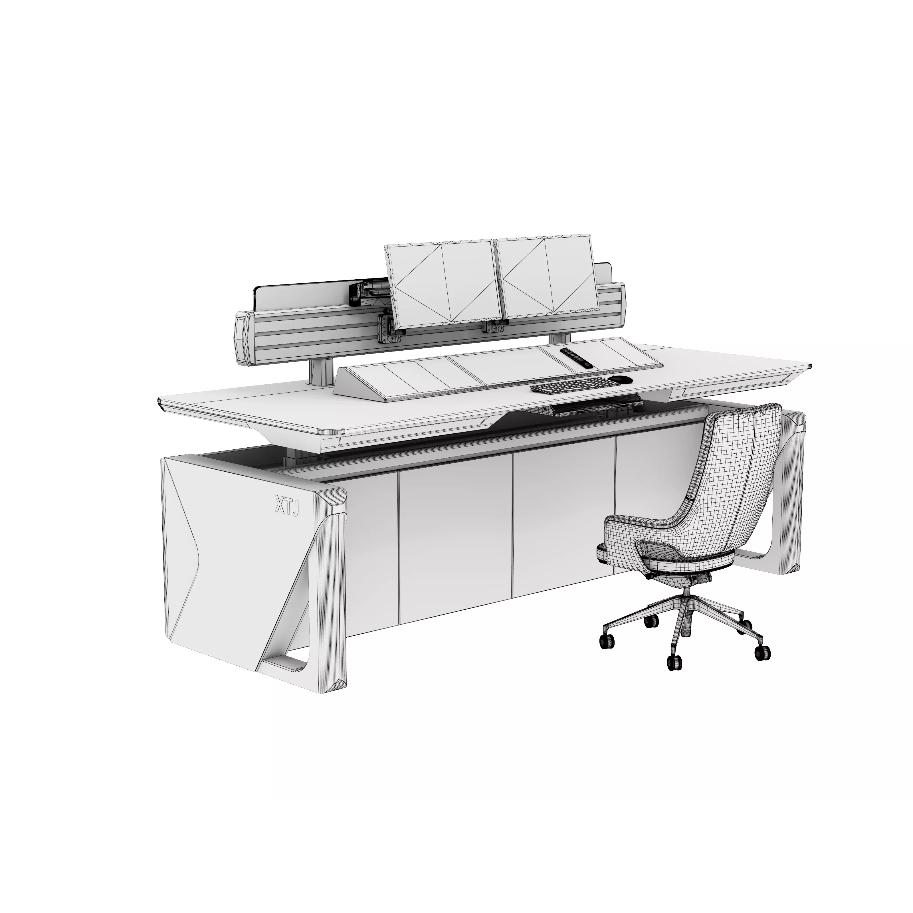 Control Room Desk - Low-Poly Game-Ready 3D Model - View 9