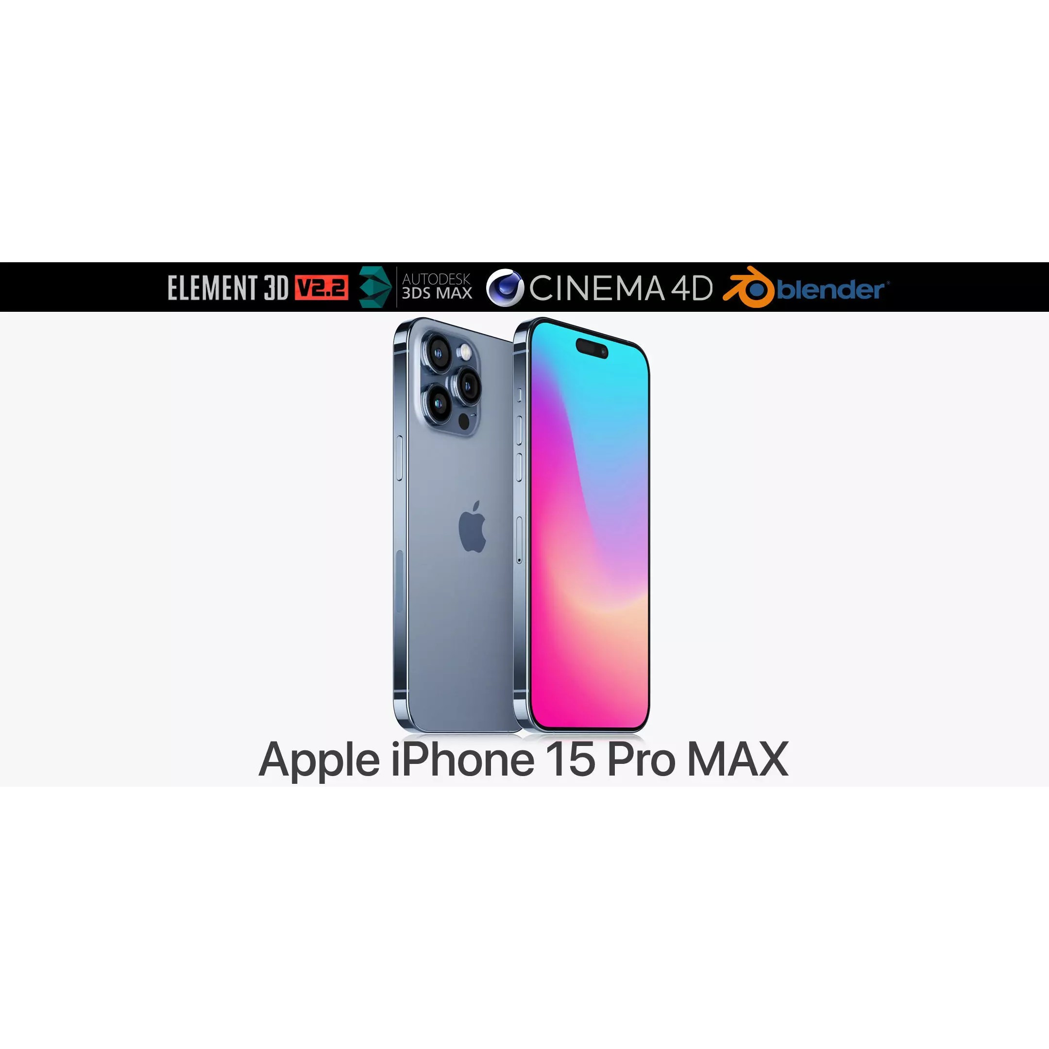 Apple iPhone 15 Pro MAX - Realistic 3D Model - View 2