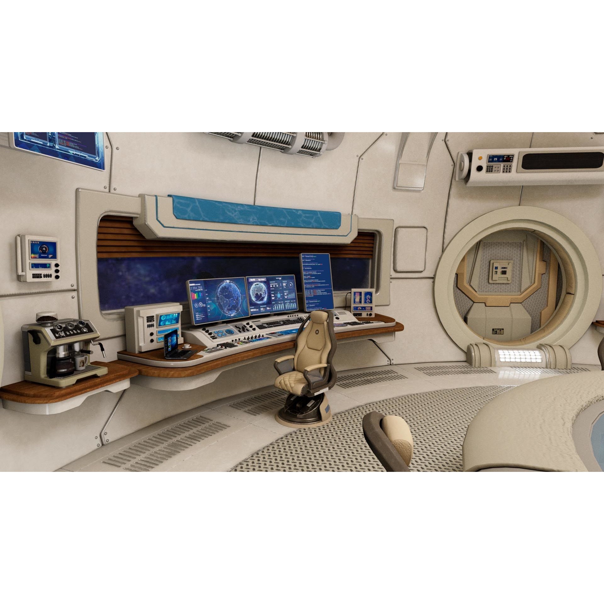 Spaceship Command Center - Game-Ready 3D Model - View 5