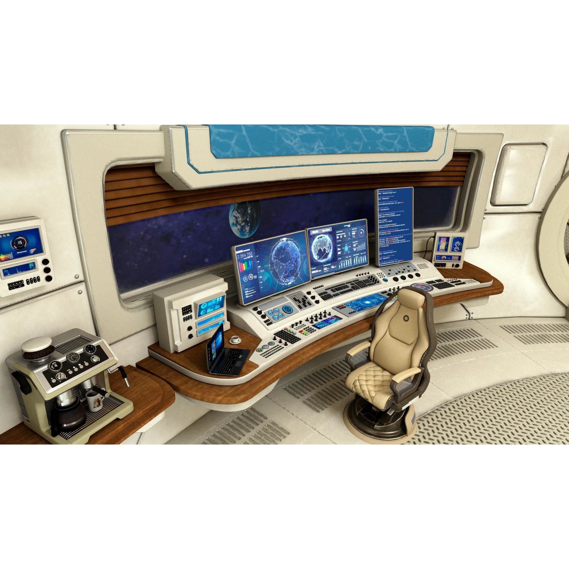 Spaceship Command Center - Game-Ready 3D Model - View 9