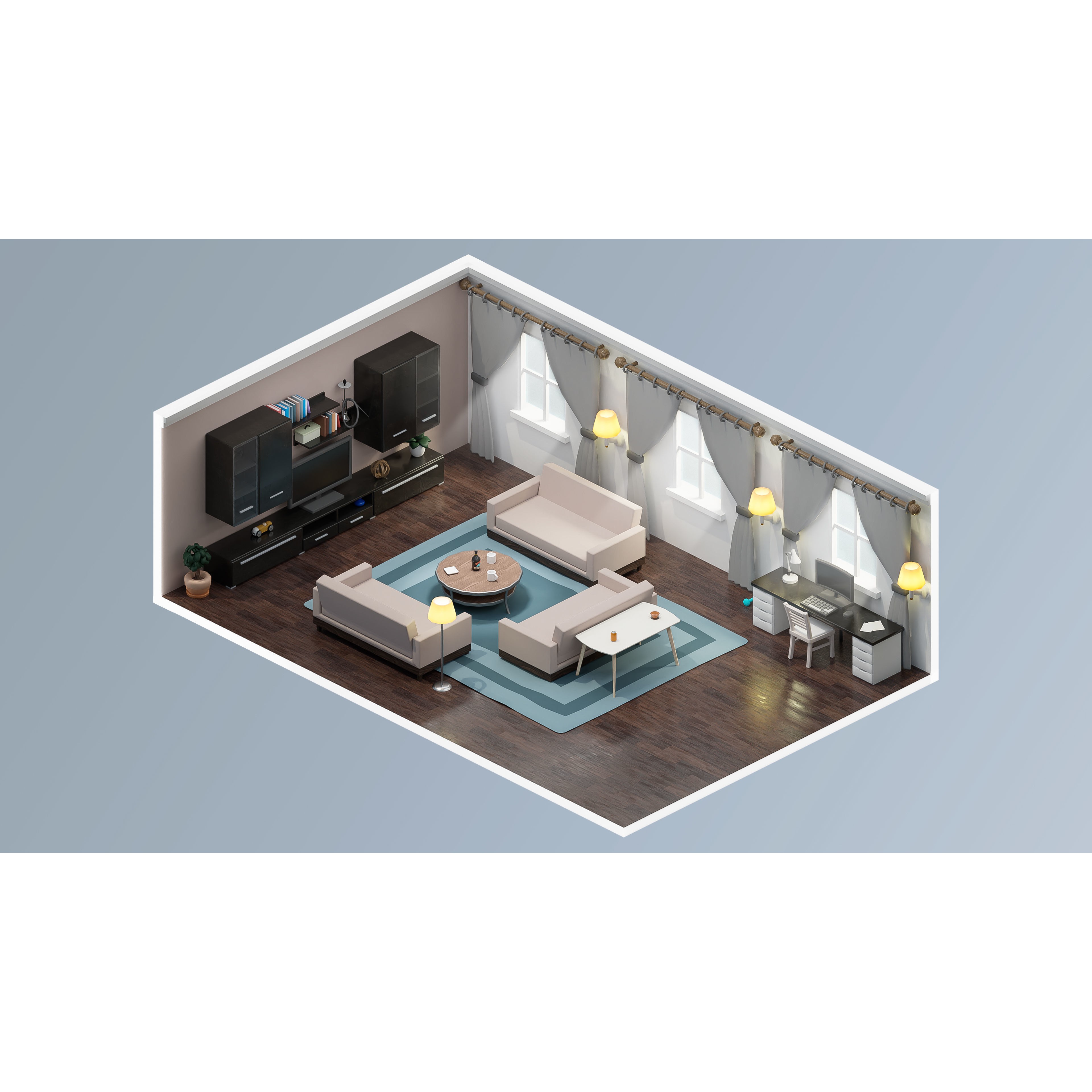 Interior Realistic - Low-Poly Game-Ready 3D Model - View 10