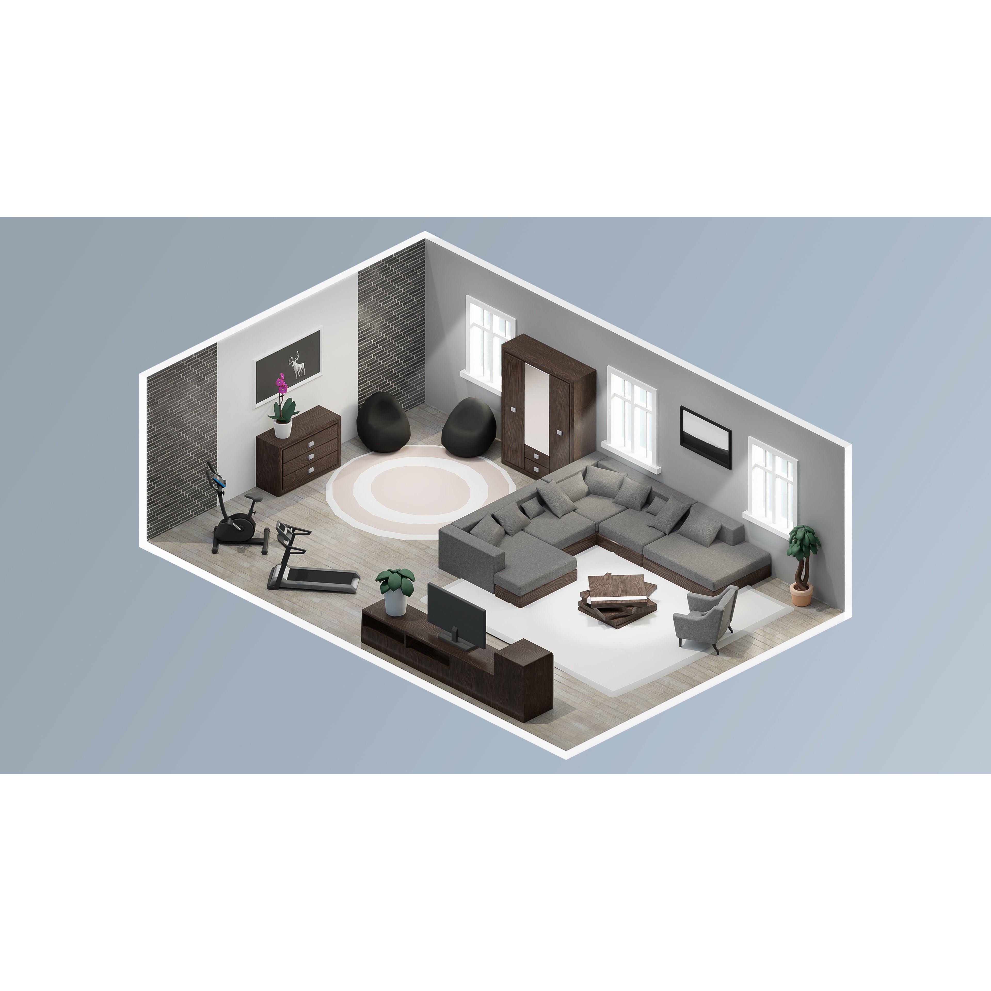 Interior Realistic - Low-Poly Game-Ready 3D Model - View 11
