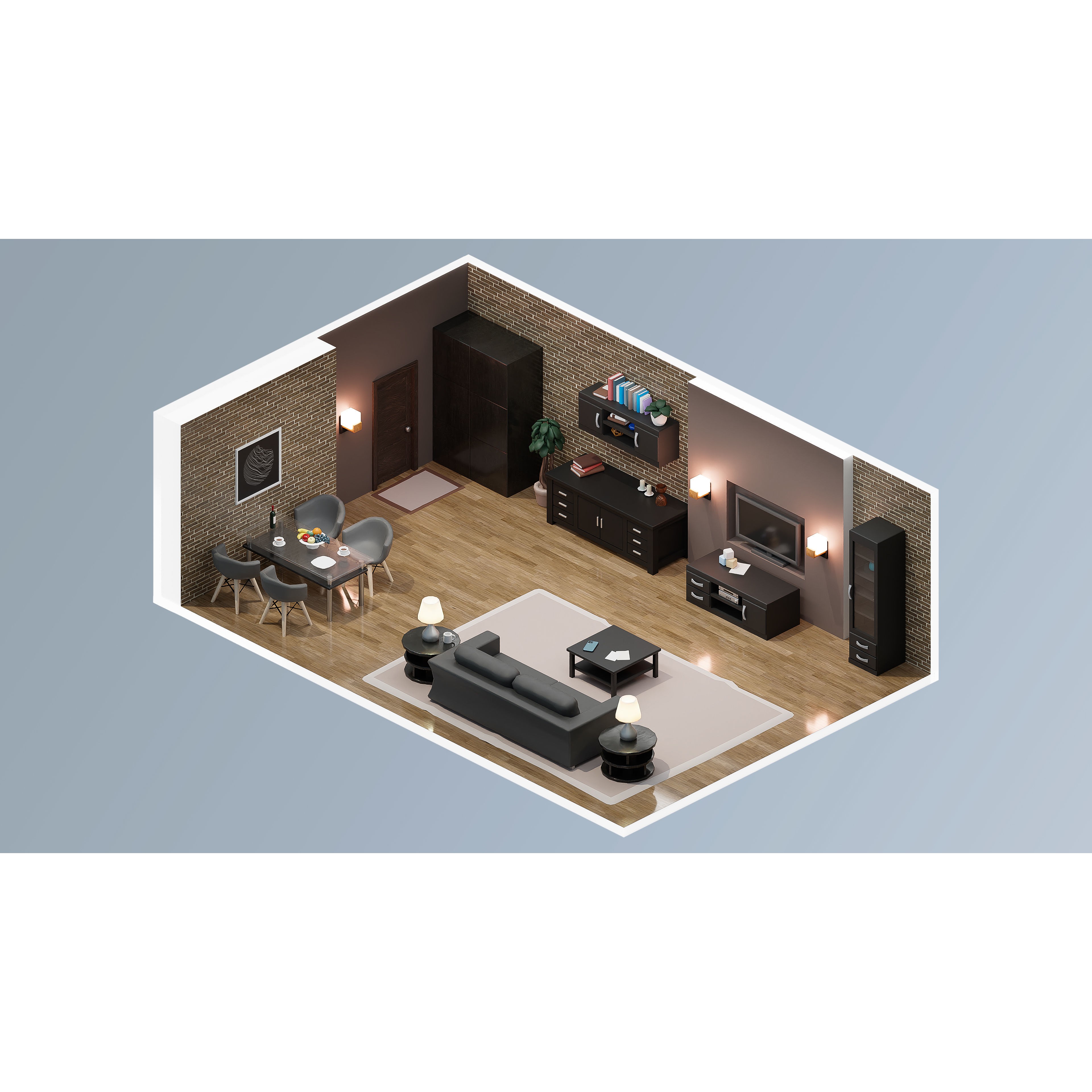 Interior Realistic - Low-Poly Game-Ready 3D Model - View 6