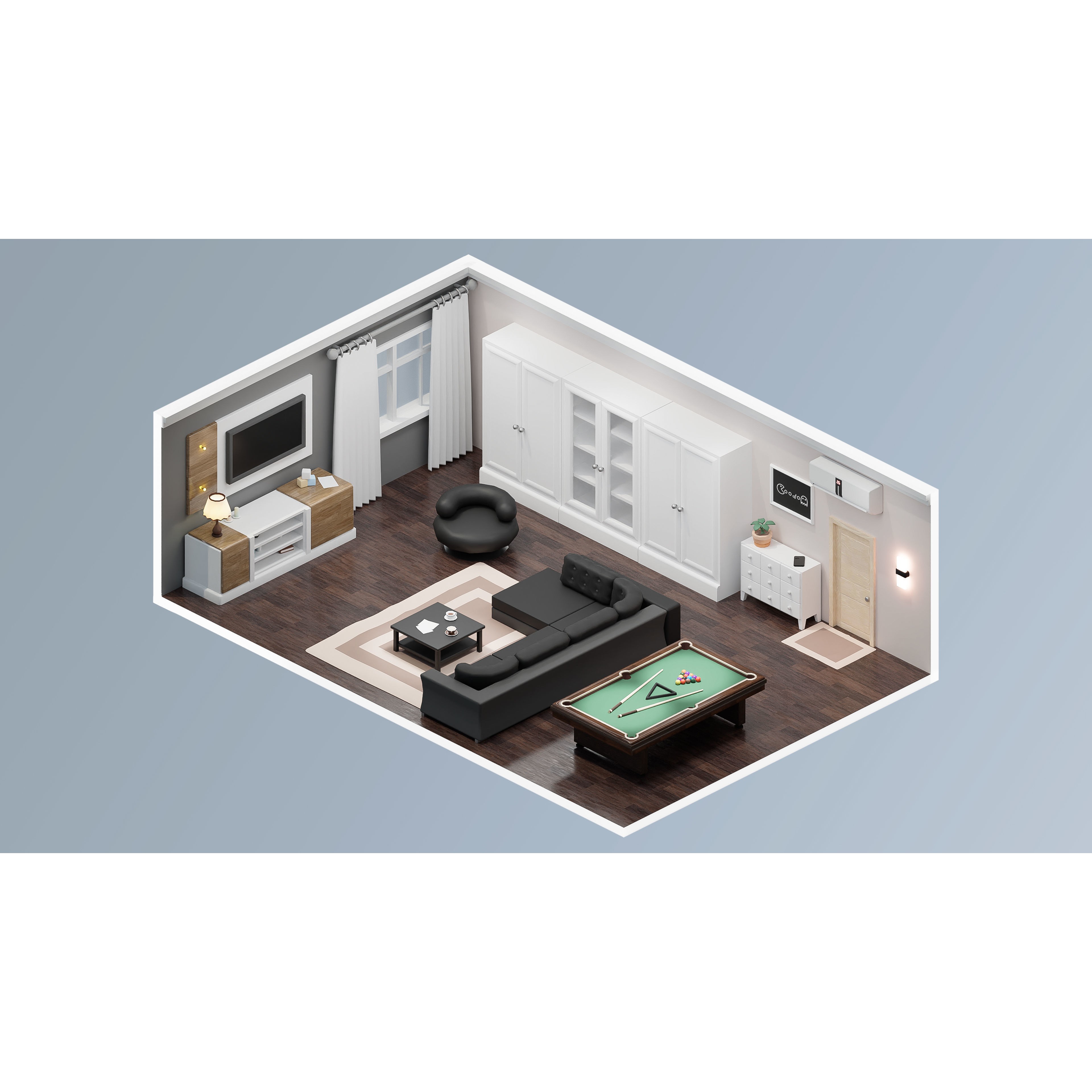 Interior Realistic - Low-Poly Game-Ready 3D Model - View 9