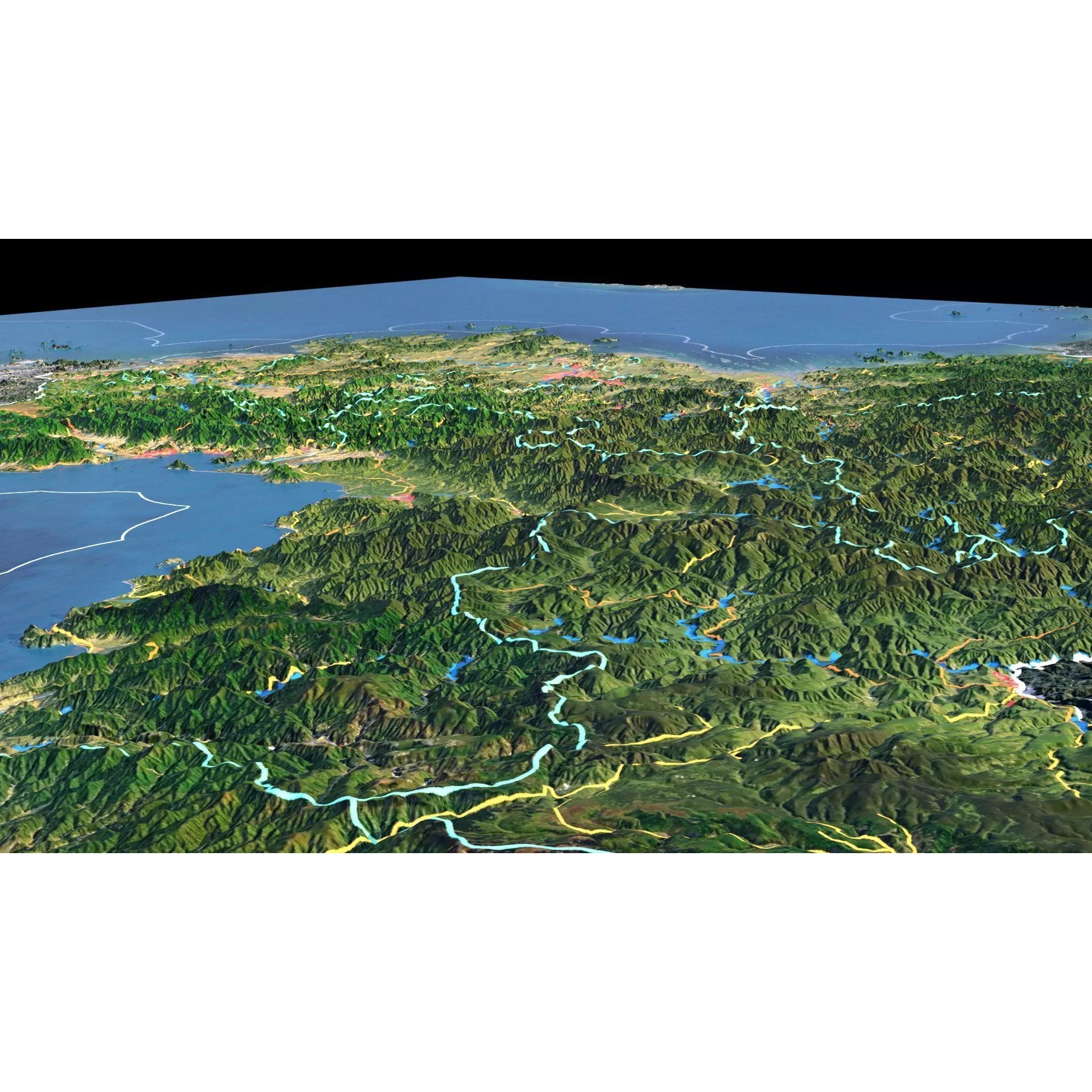 North Korea Map - Realistic Satellite Terrain 3D Model - View 10