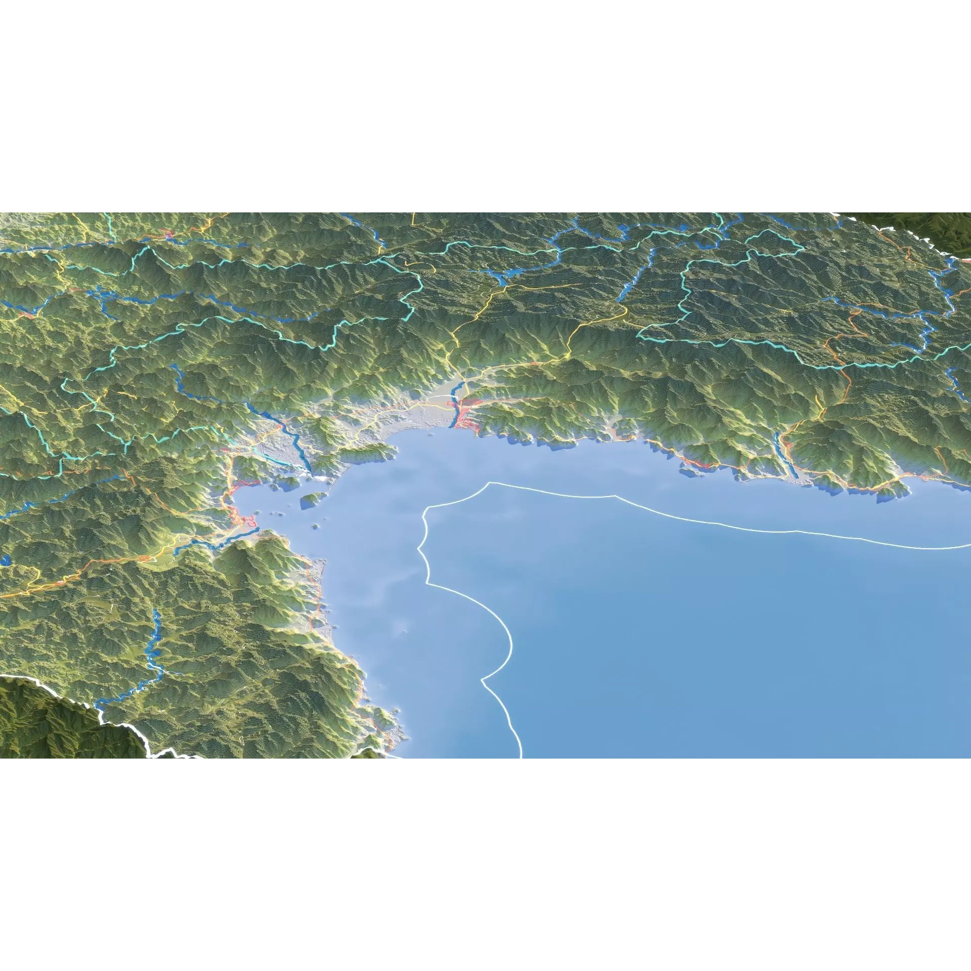North Korea Map - Realistic Satellite Terrain 3D Model - View 15