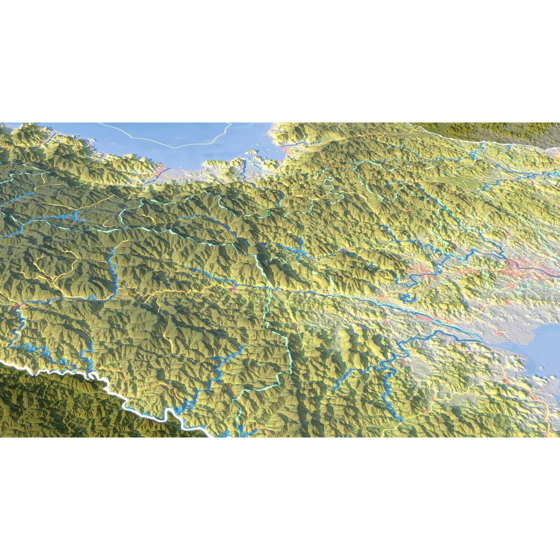 North Korea Map - Realistic Satellite Terrain 3D Model - View 16