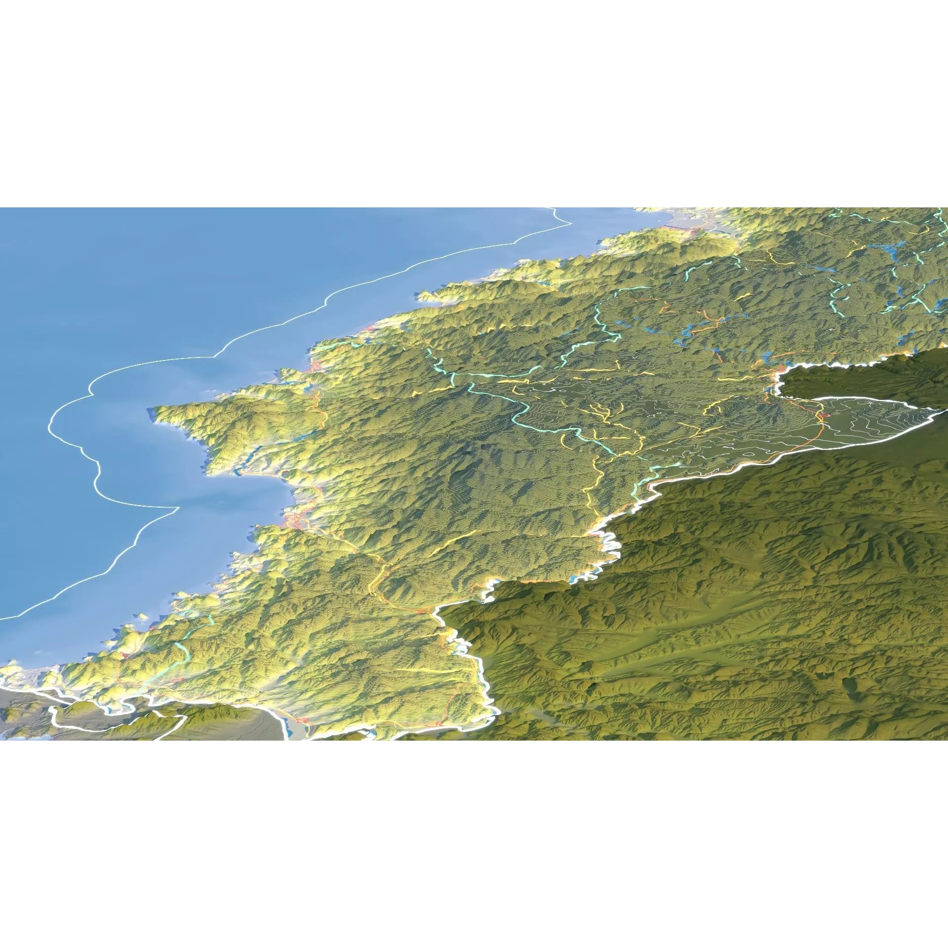 North Korea Map - Realistic Satellite Terrain 3D Model - View 17