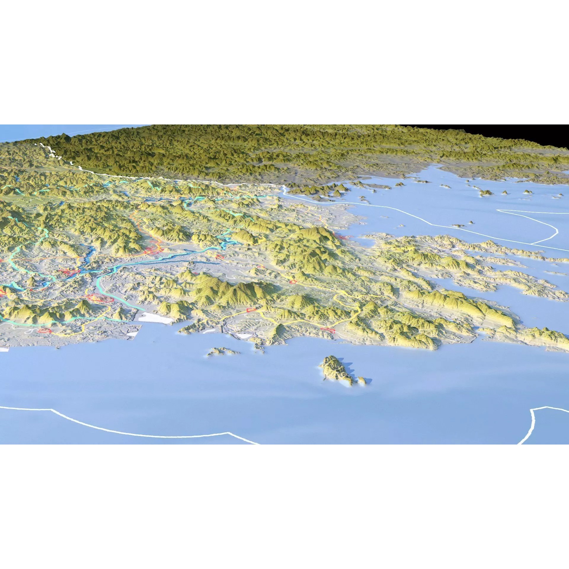 North Korea Map - Realistic Satellite Terrain 3D Model - View 18