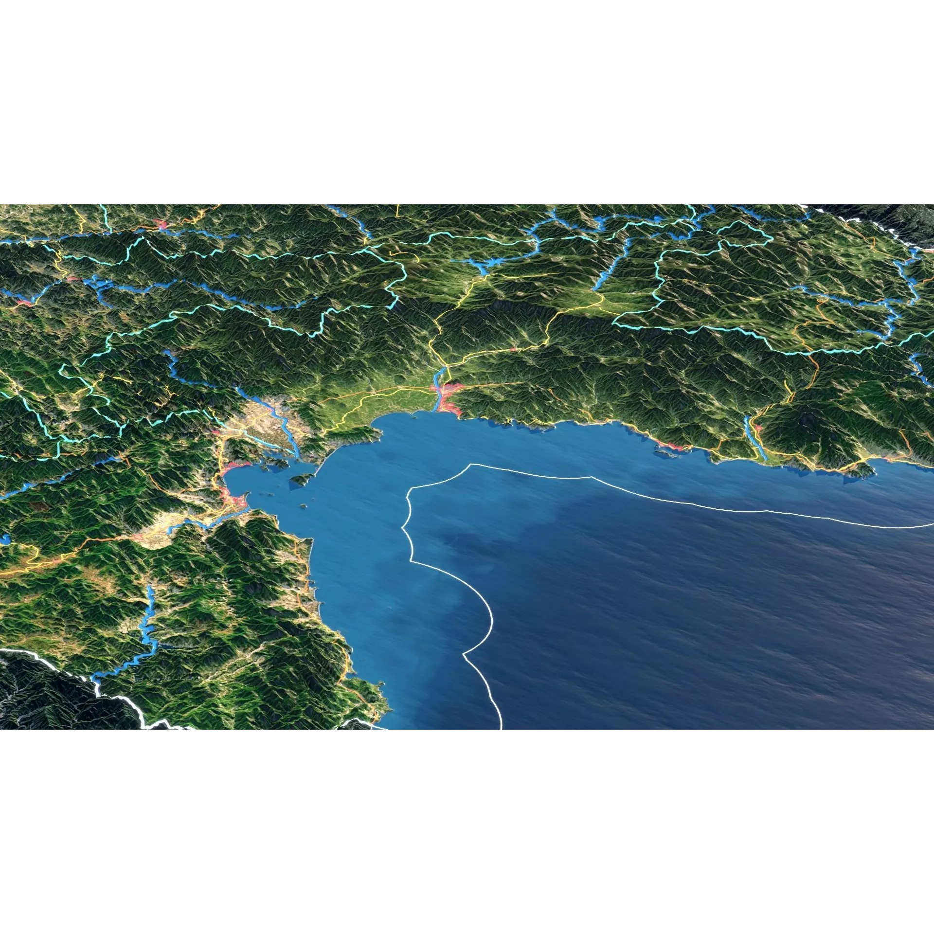 North Korea Map - Realistic Satellite Terrain 3D Model - View 6
