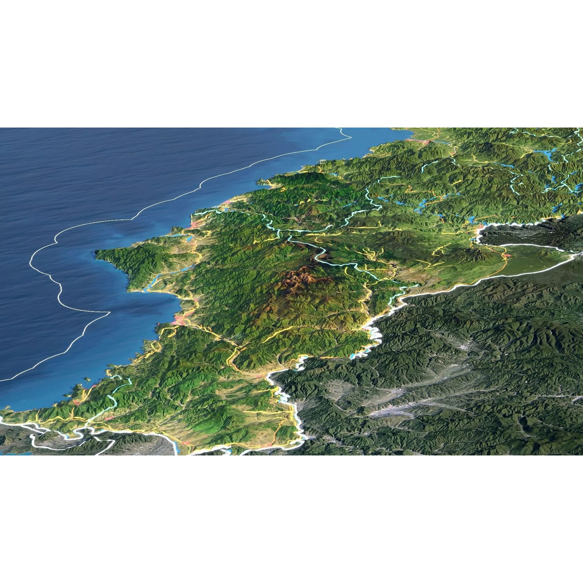 North Korea Map - Realistic Satellite Terrain 3D Model - View 8