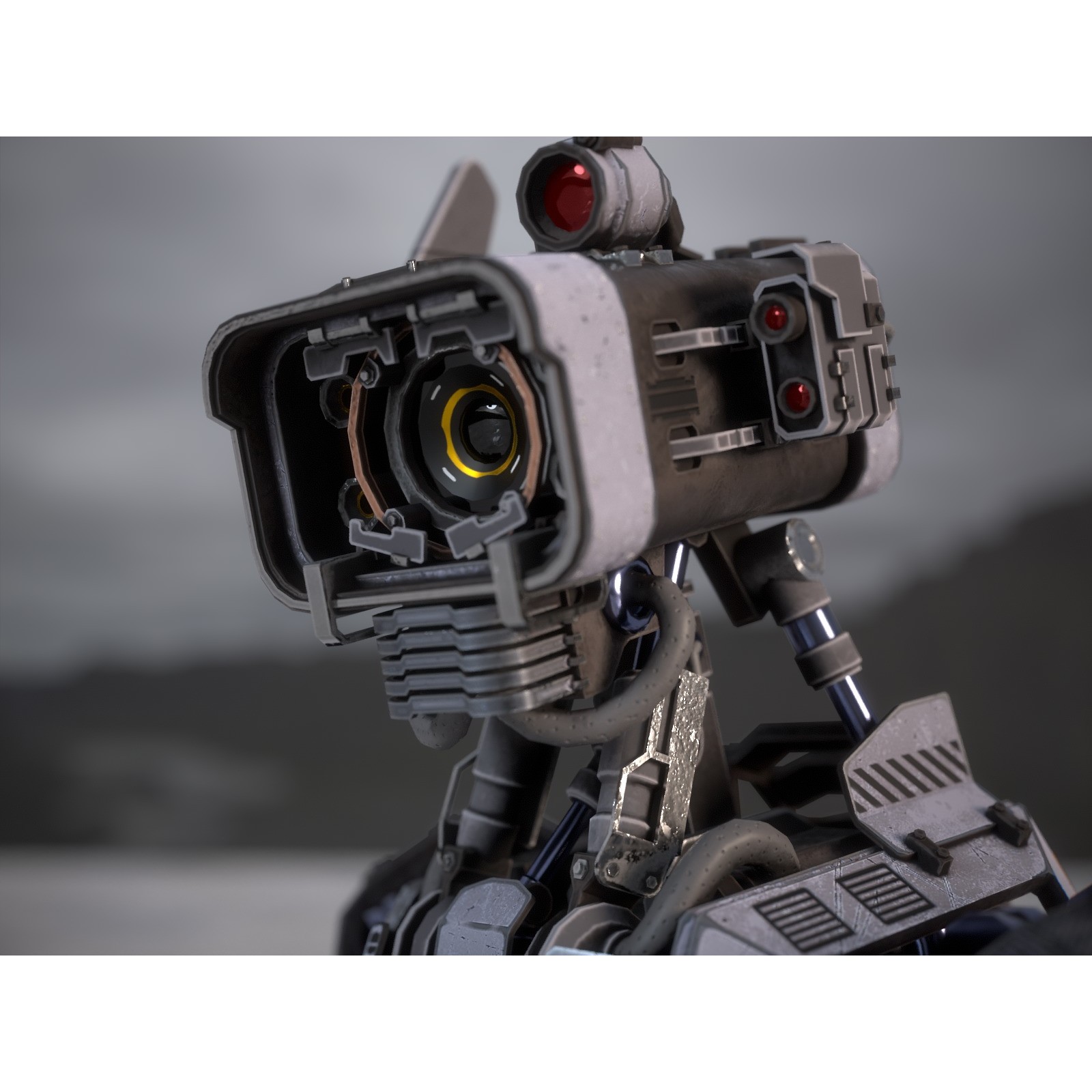 Futuristic Robot - Low-Poly Game-Ready 3D Model - View 15