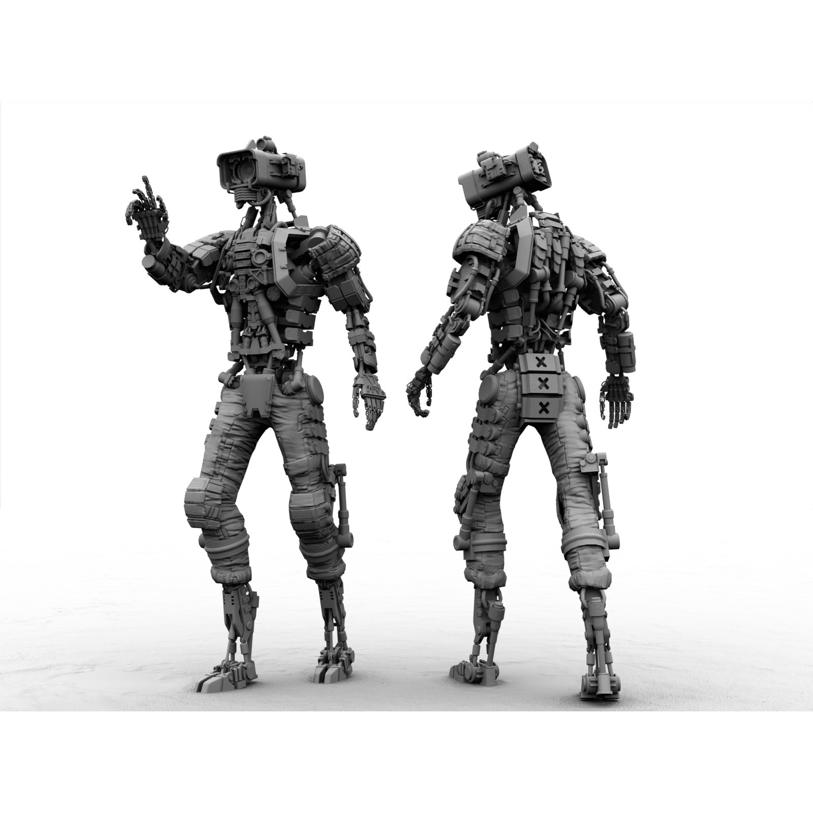 Futuristic Robot - Low-Poly Game-Ready 3D Model - View 23