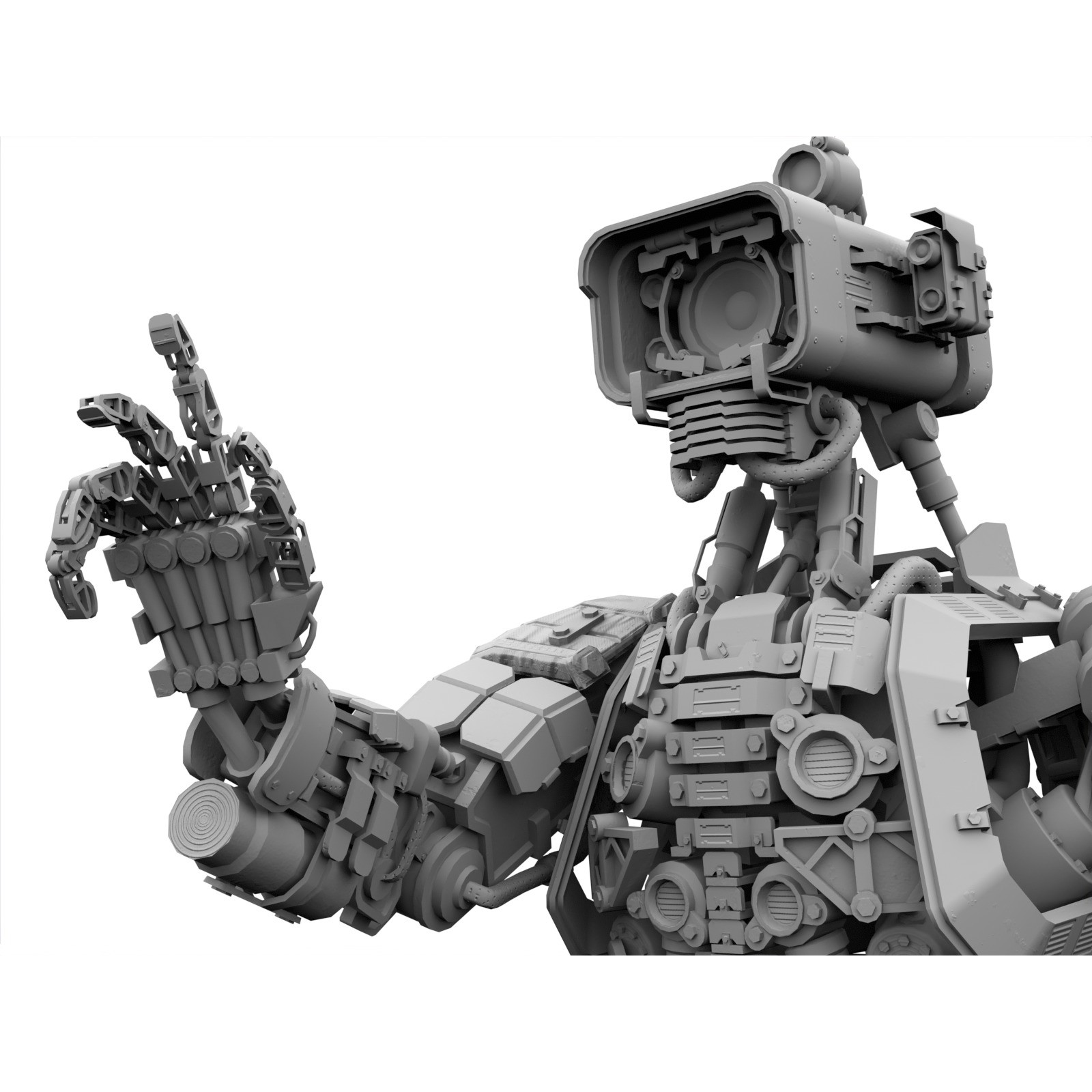 Futuristic Robot - Low-Poly Game-Ready 3D Model - View 26